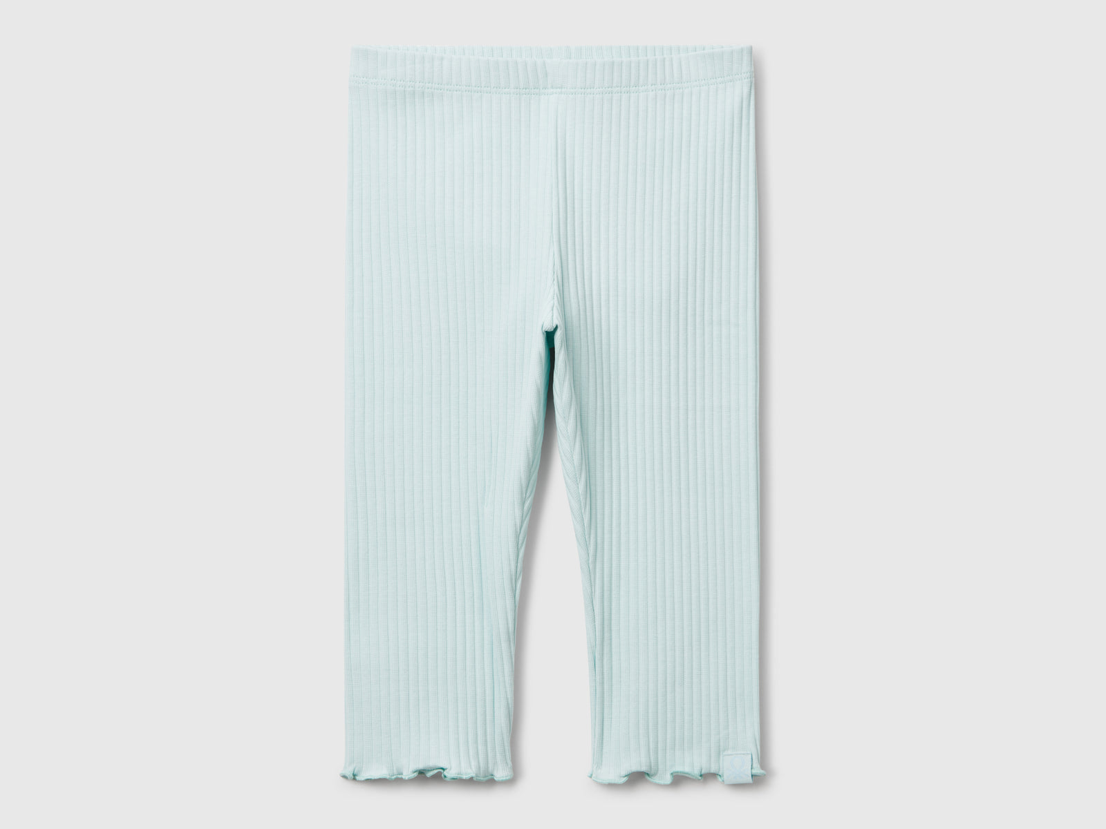 Leggings in cotone stretch da bimba verde acqua | Benetton Outlet