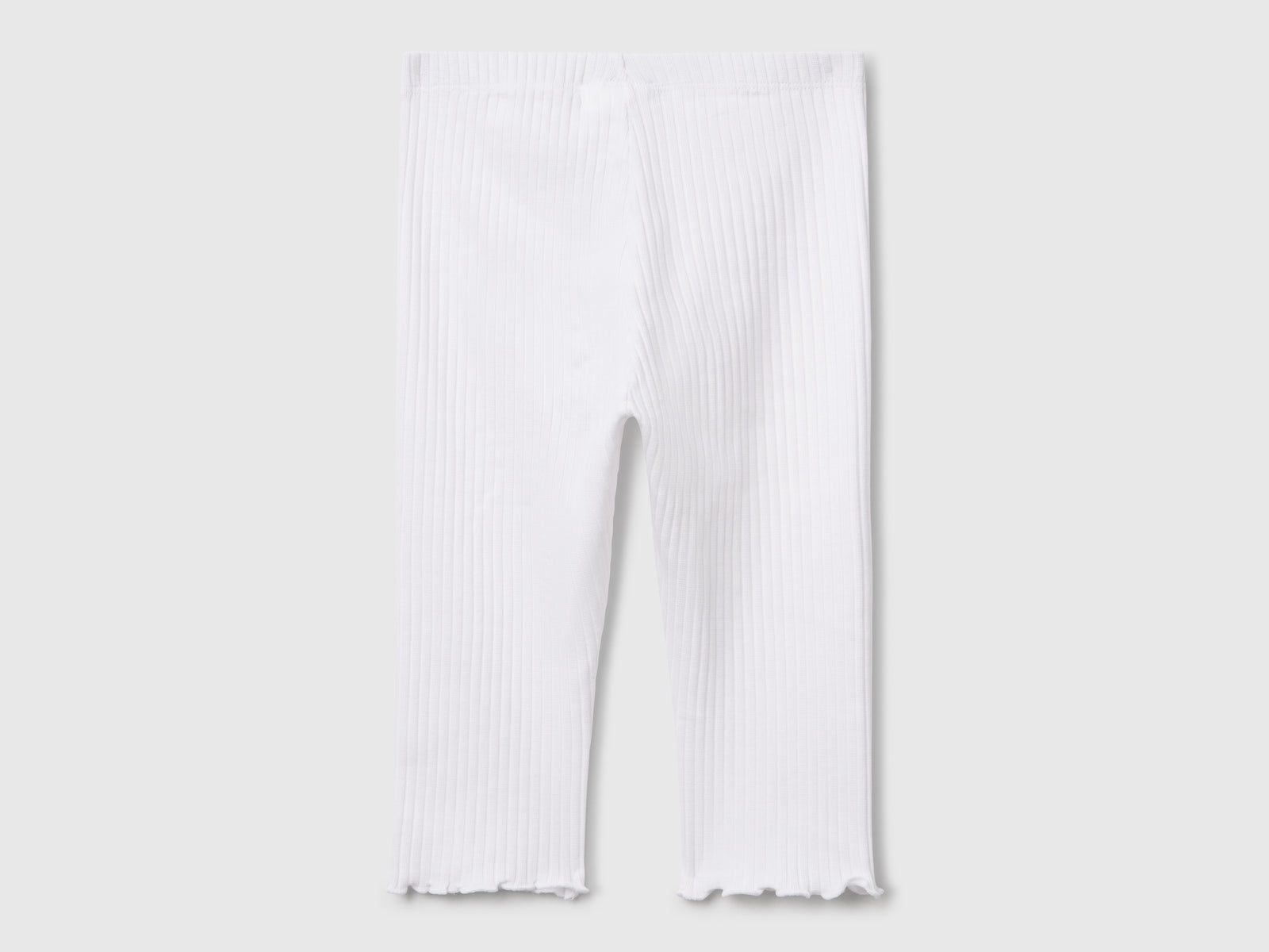 Leggings in cotone stretch da bimba bianco 2 | Benetton Outlet