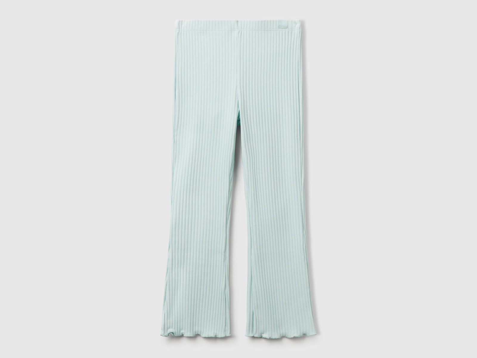 Leggings flare fit in cotone stretch da bimba verde acqua | Benetton Outlet