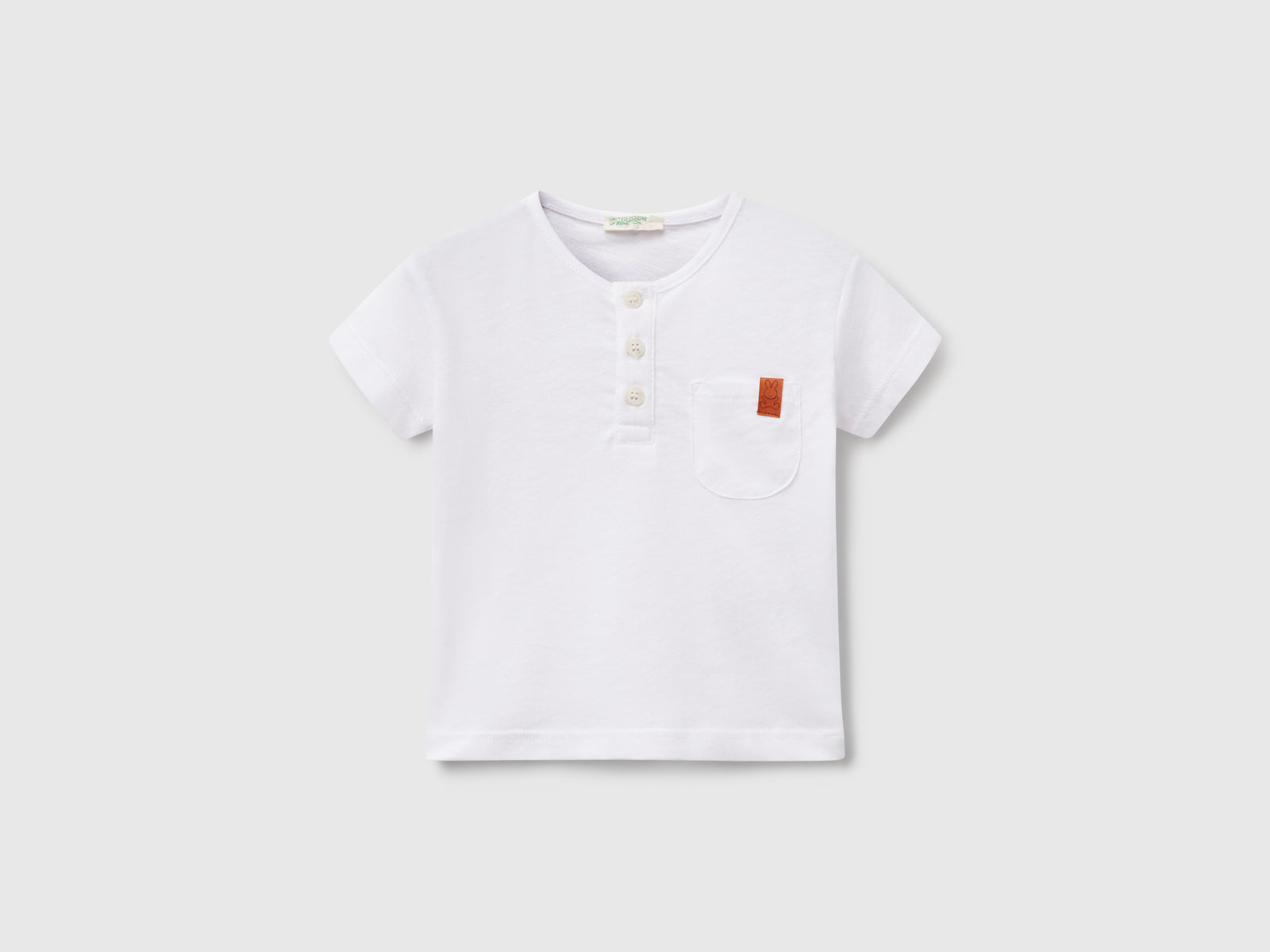 T-shirt con scollo serafino da neonato bianco | Benetton Outlet