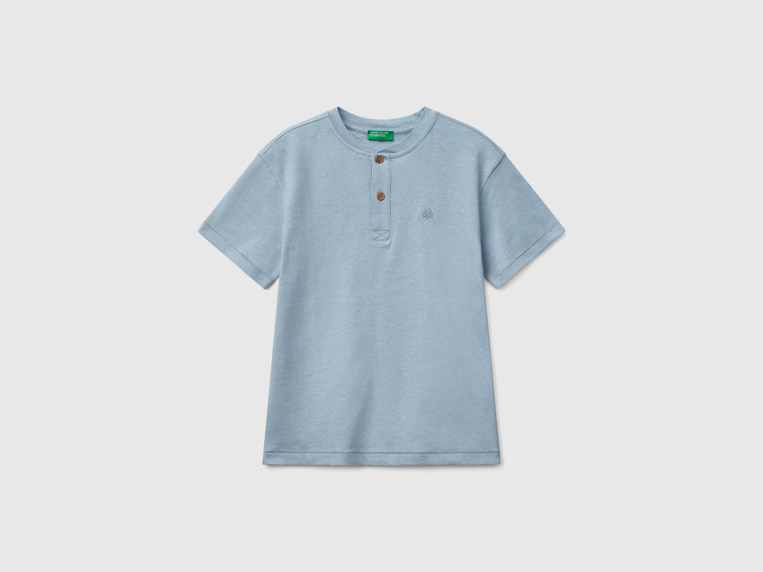 Maglietta con scollo serafino da bambino azzurro | Benetton Outlet