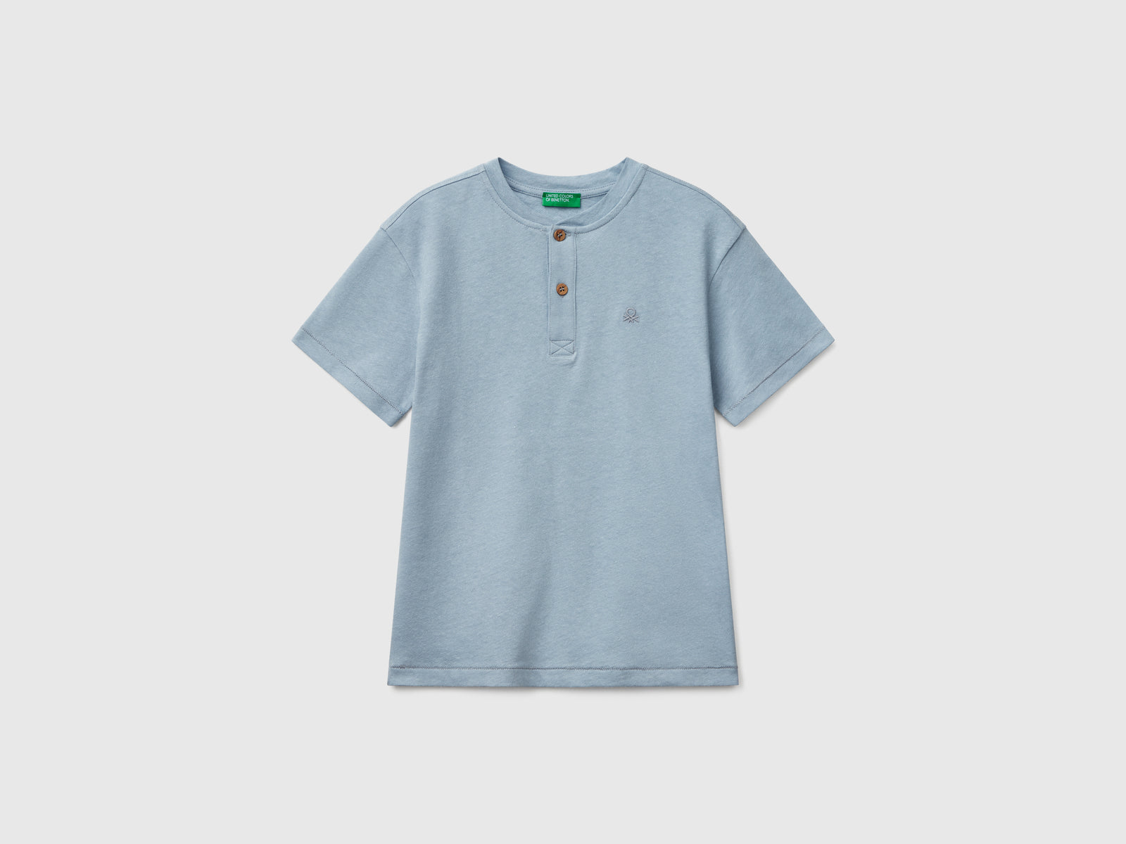 Maglietta con scollo serafino da bambino azzurro | Benetton Outlet
