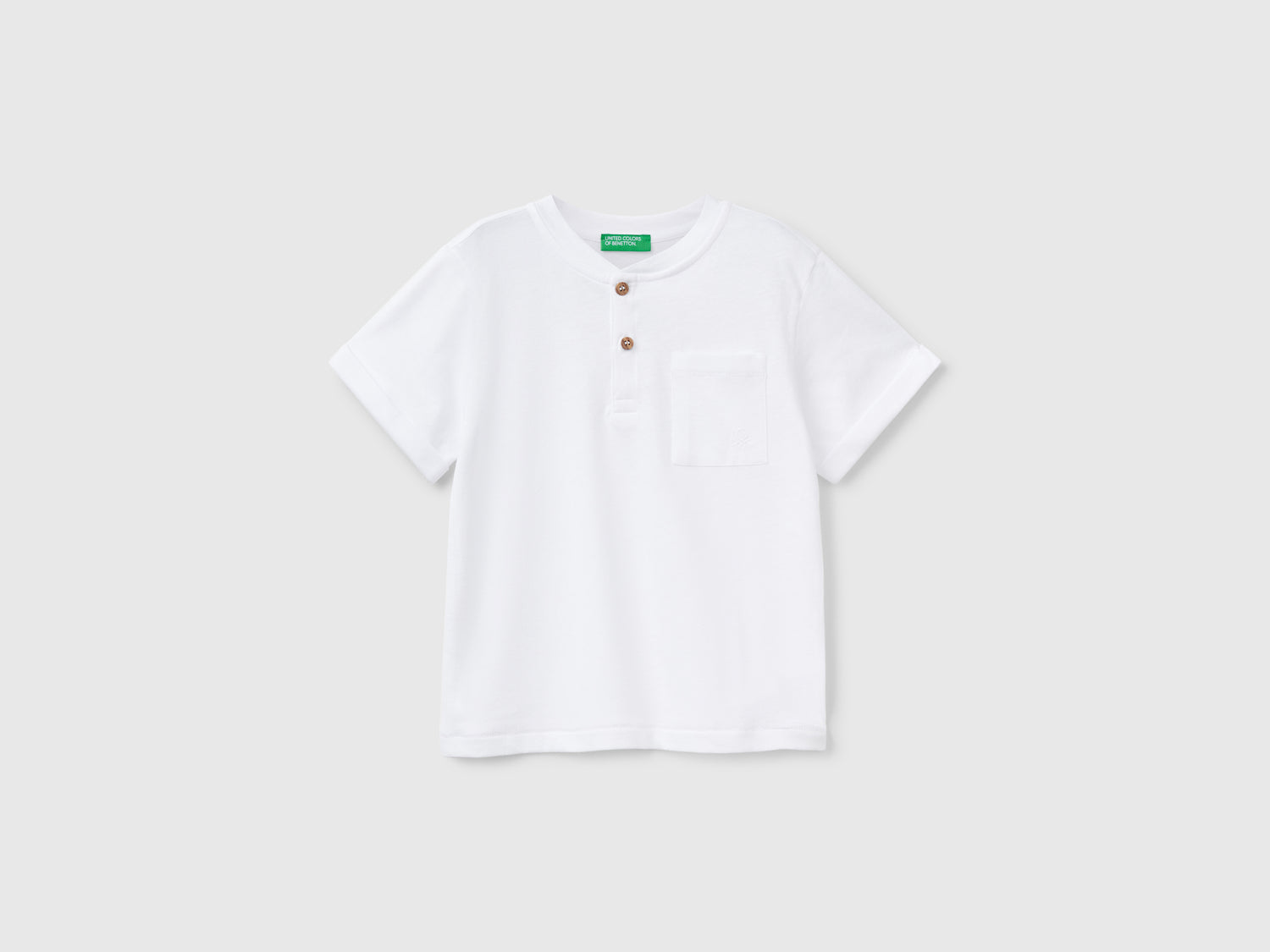 Maglietta con scollo serafino da bimbo bianco | Benetton Outlet
