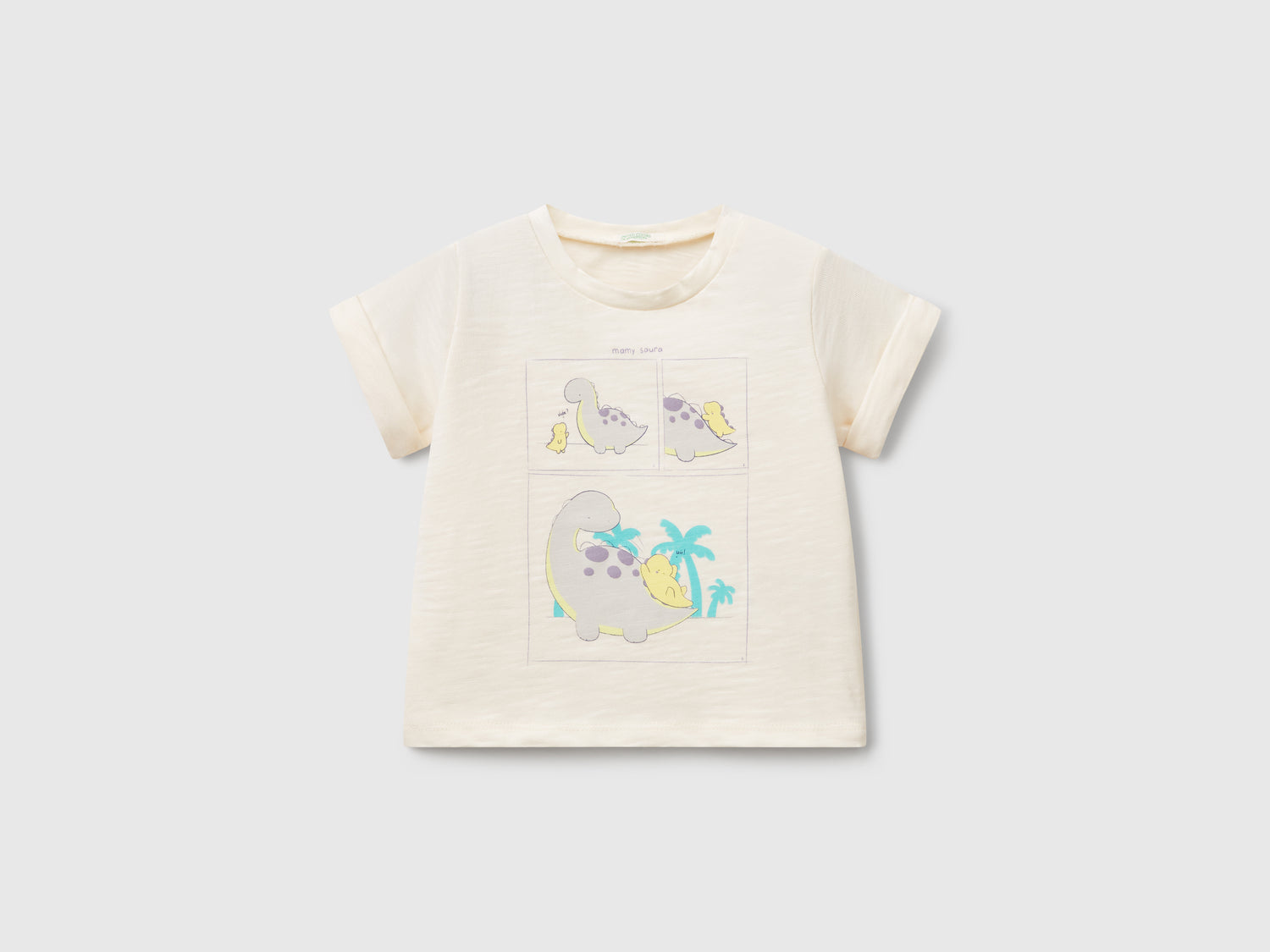 T-shirt con stampa da neonato bianco panna | Benetton Outlet