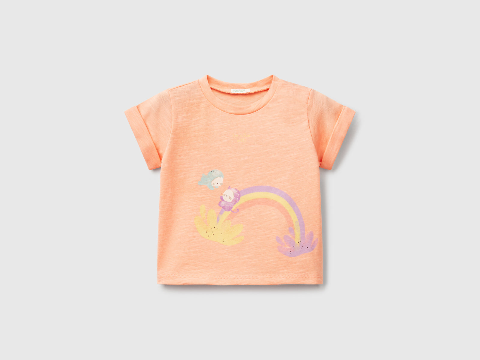 T-shirt con stampa da neonato pesca | Benetton Outlet
