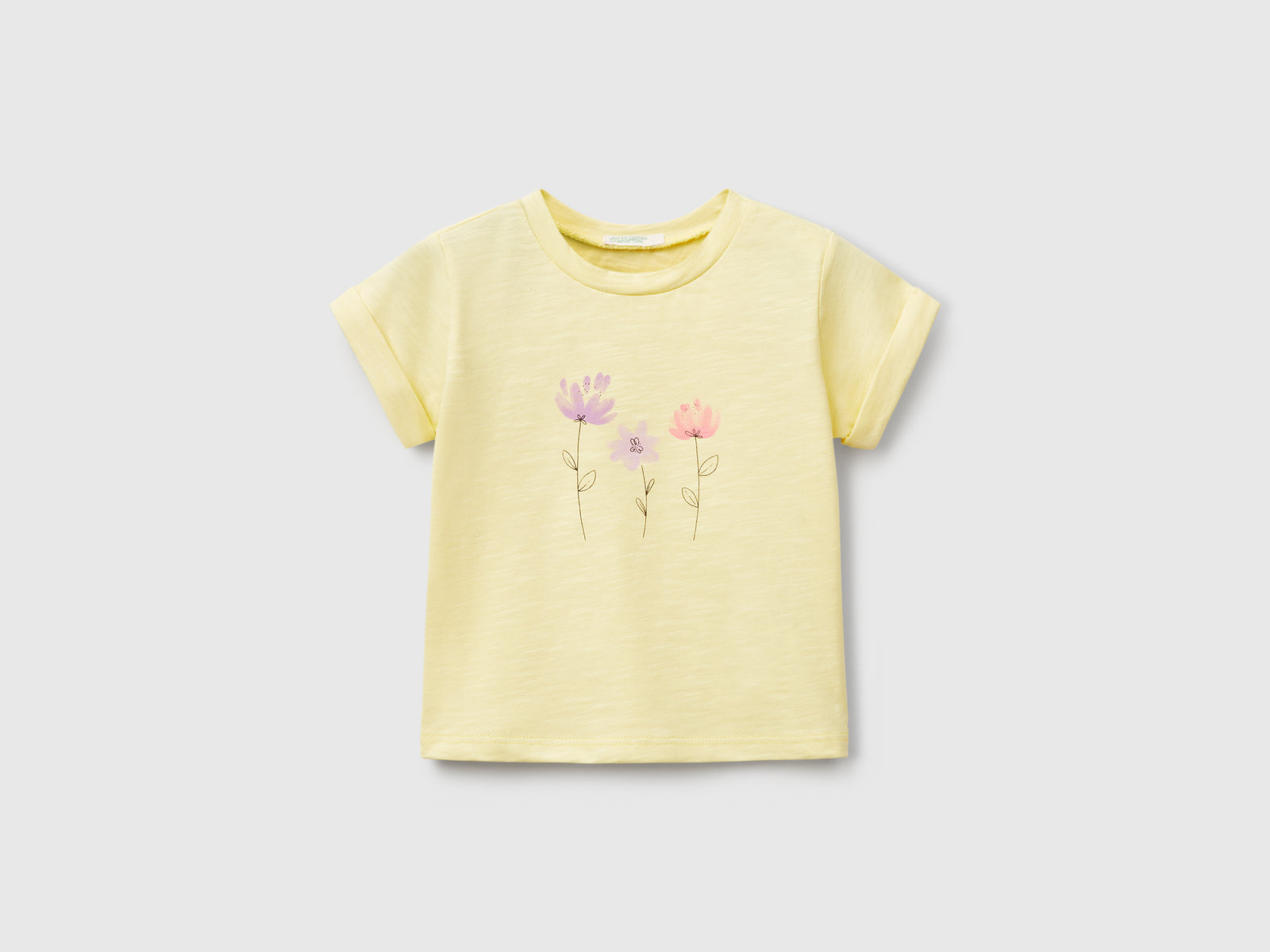 T-shirt con stampa da neonato giallo | Benetton Outlet