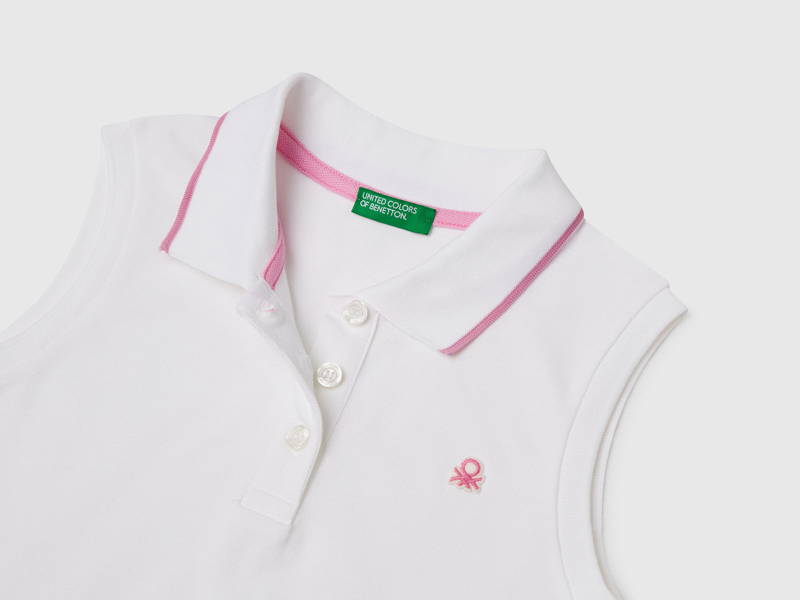 Abito stile polo da bambina bianco 3 | Benetton Outlet