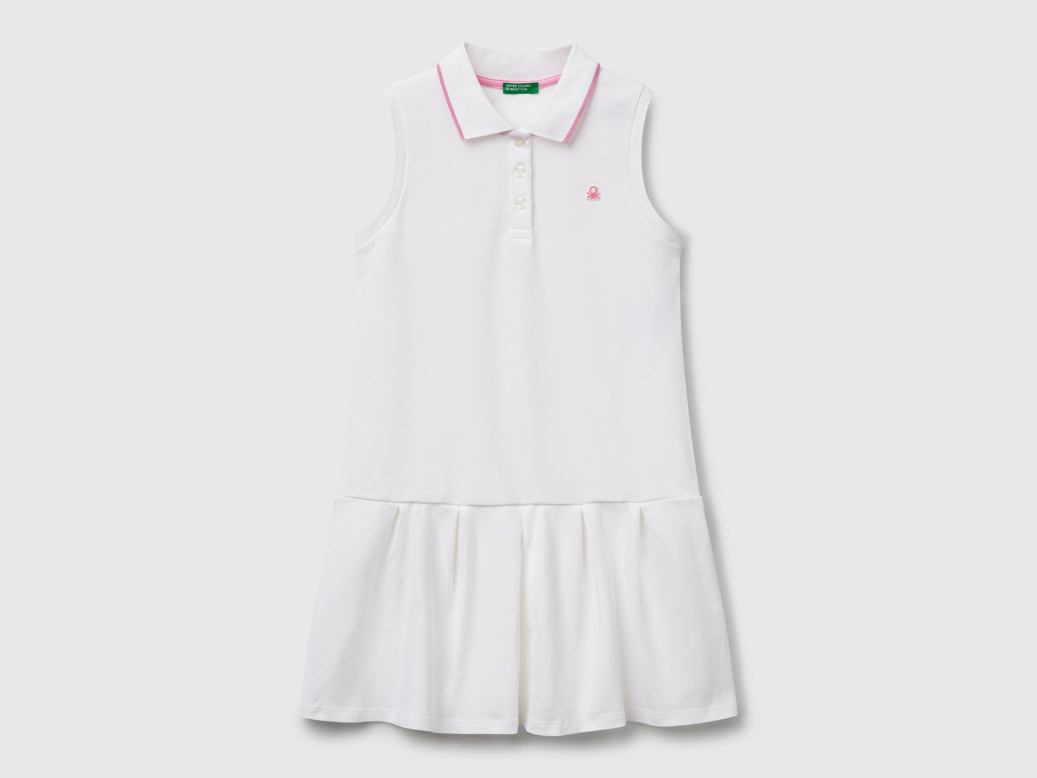 Abito stile polo da bambina bianco | Benetton Outlet