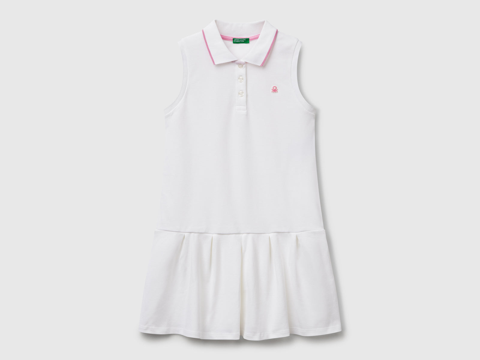 Abito stile polo da bambina bianco | Benetton Outlet