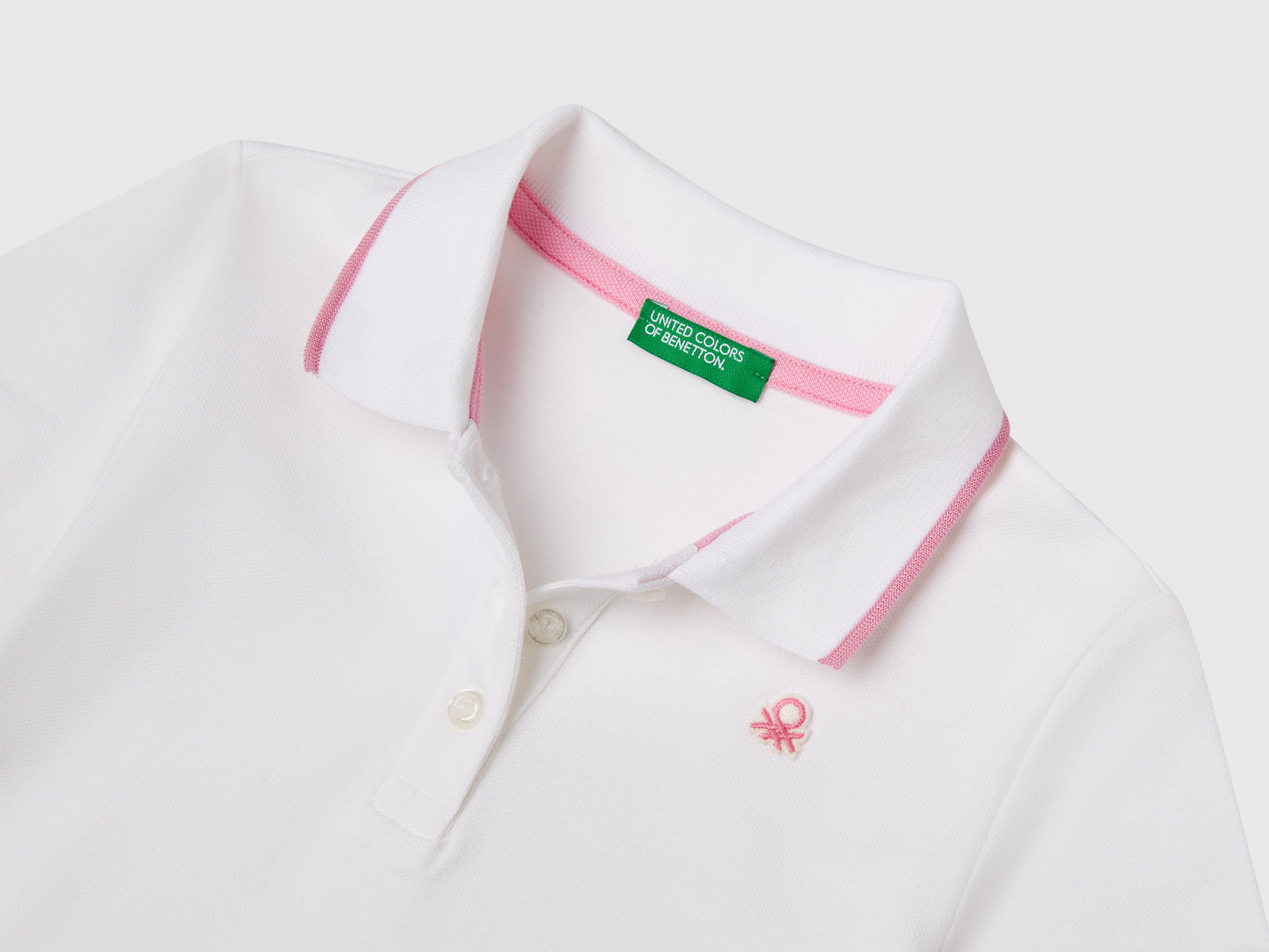 Vestito stile polo da bimba bianco 3 | Benetton Outlet