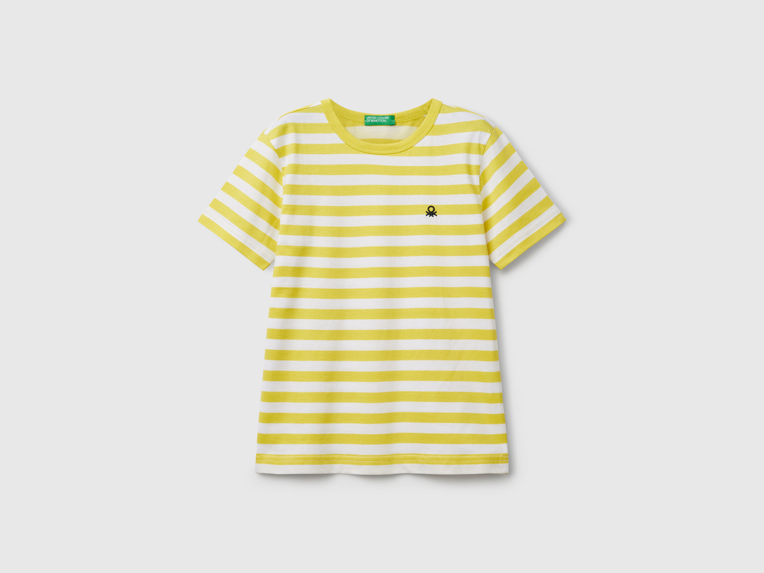 Maglietta a righe 100% cotone da bambino giallo | Benetton Outlet