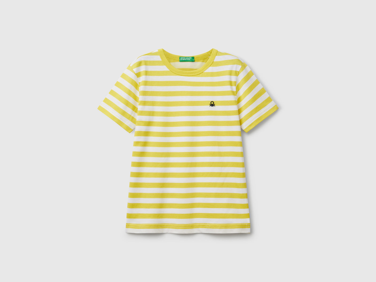 Maglietta a righe 100% cotone da bambino giallo | Benetton Outlet