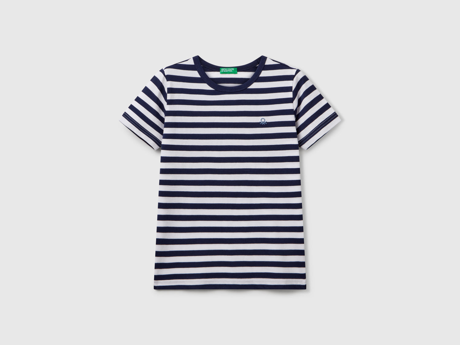 Maglietta a righe 100% cotone da bambino blu scuro | Benetton Outlet