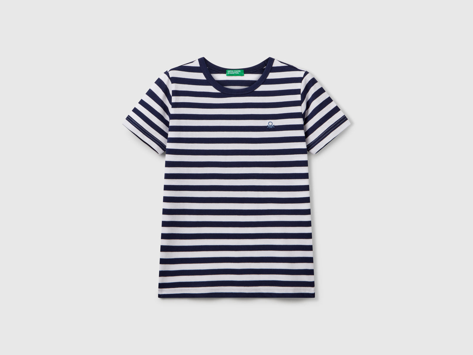 Maglietta a righe 100% cotone da bambino blu scuro | Benetton Outlet