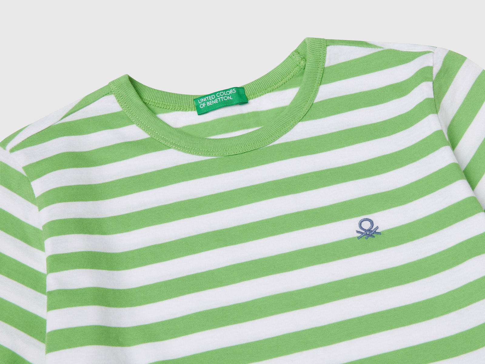 Maglietta a righe 100% cotone da bambino verde chiaro 3 | Benetton Outlet
