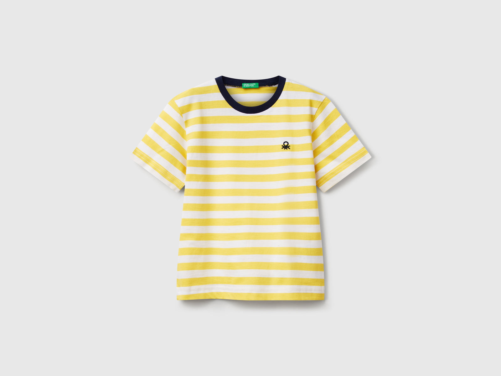 Maglietta a righe 100% cotone da bimbo giallo | Benetton Outlet