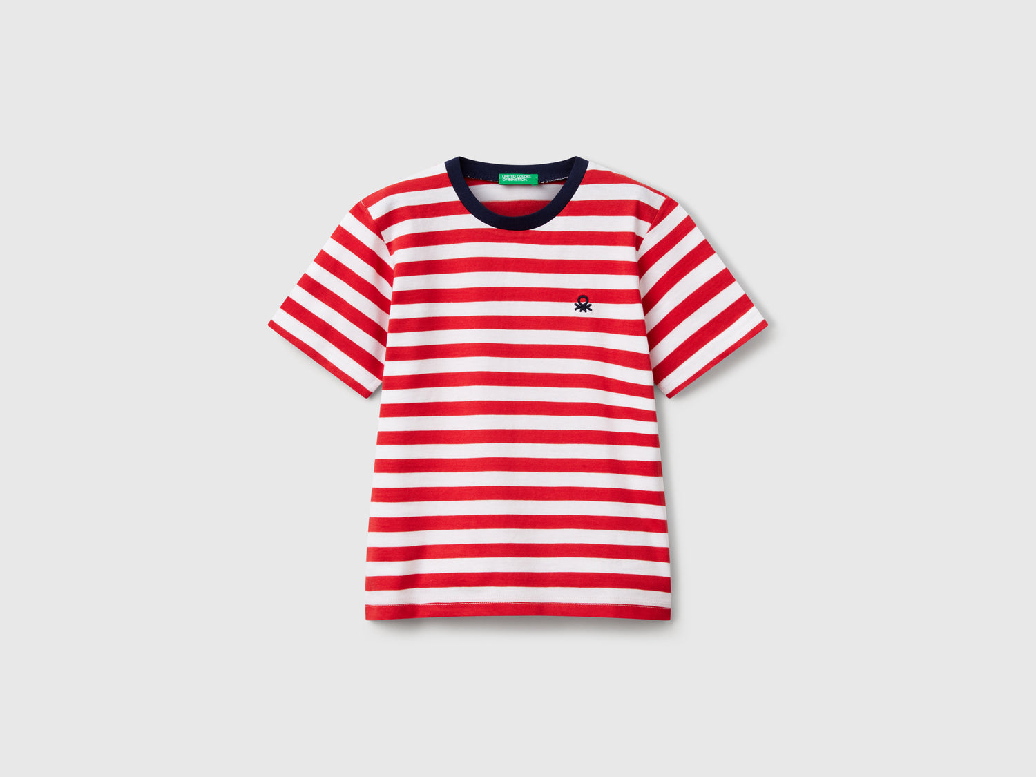 Maglietta a righe 100% cotone da bimbo rosso | Benetton Outlet