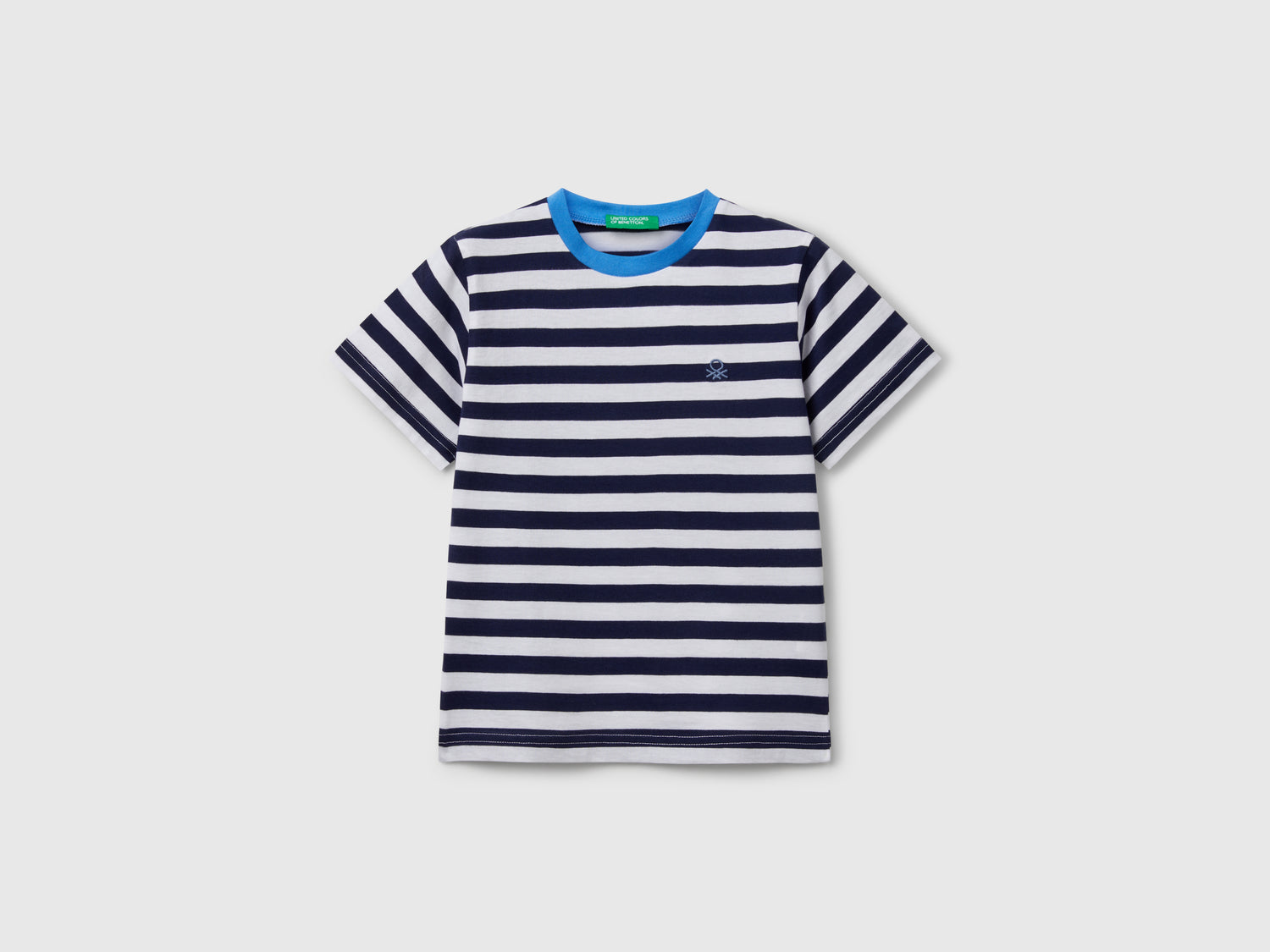 Maglietta a righe 100% cotone da bimbo blu scuro | Benetton Outlet