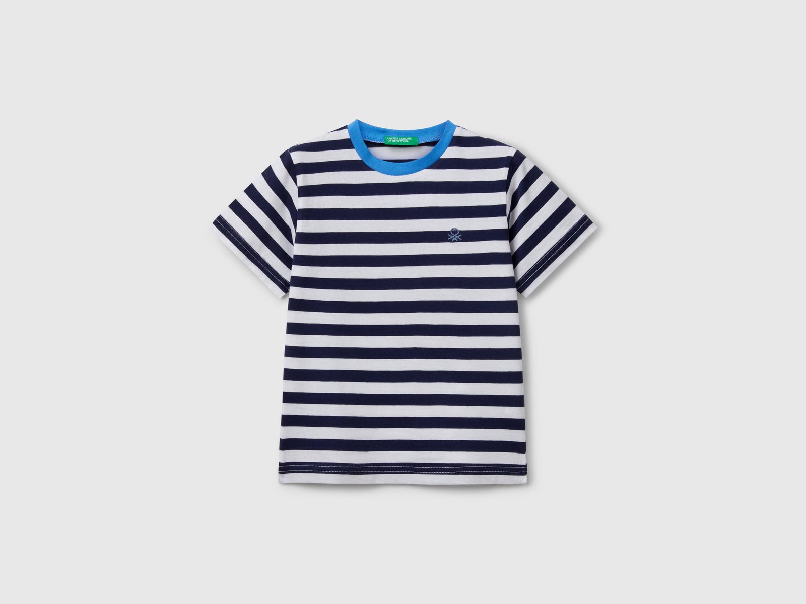 Maglietta a righe 100% cotone da bimbo blu scuro | Benetton Outlet