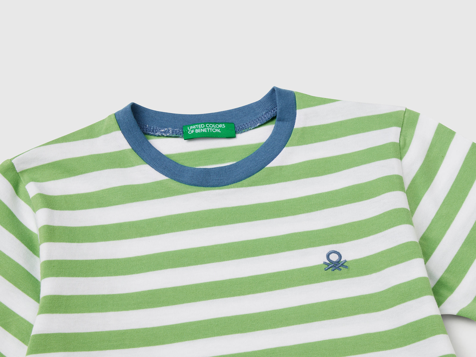 Maglietta a righe 100% cotone da bimbo verde chiaro 3 | Benetton Outlet