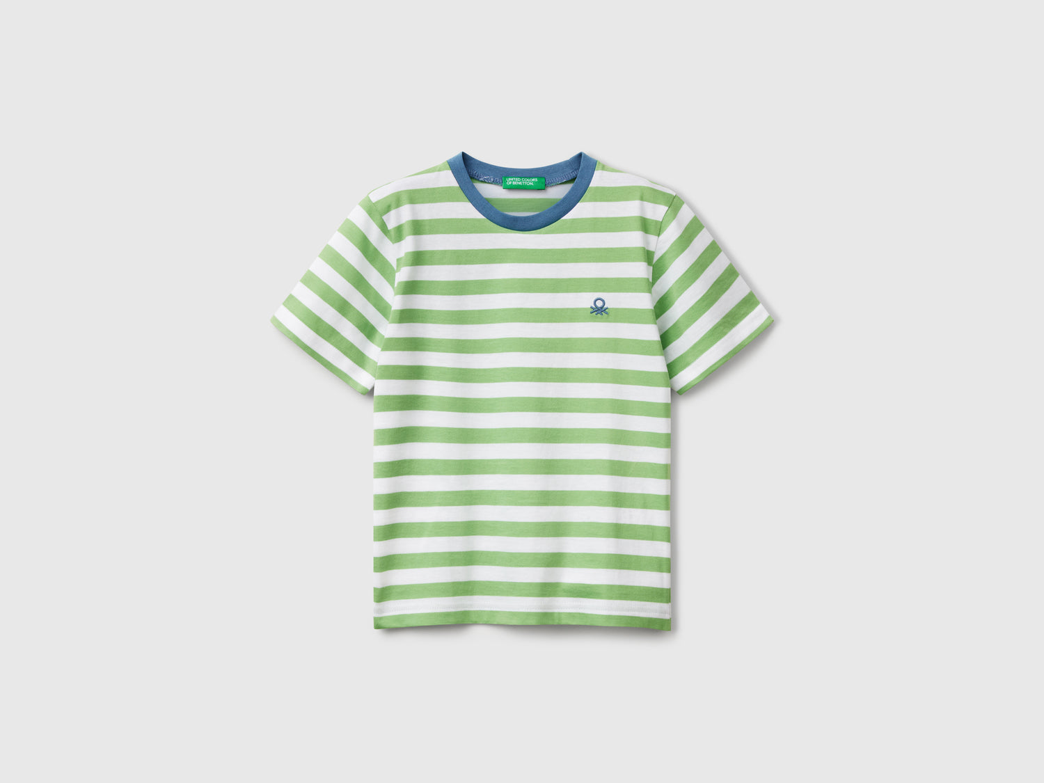 Maglietta a righe 100% cotone da bimbo verde chiaro | Benetton Outlet