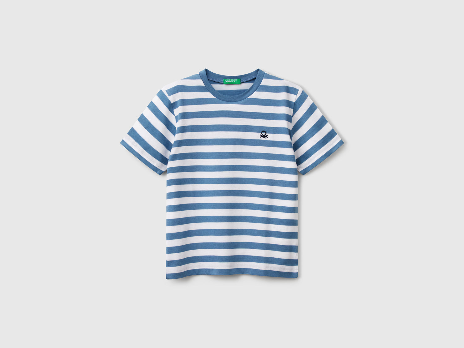 Maglietta a righe 100% cotone da bimbo azzurro | Benetton Outlet