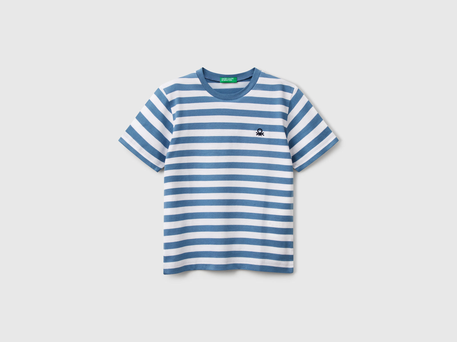 Maglietta a righe 100% cotone da bimbo azzurro | Benetton Outlet