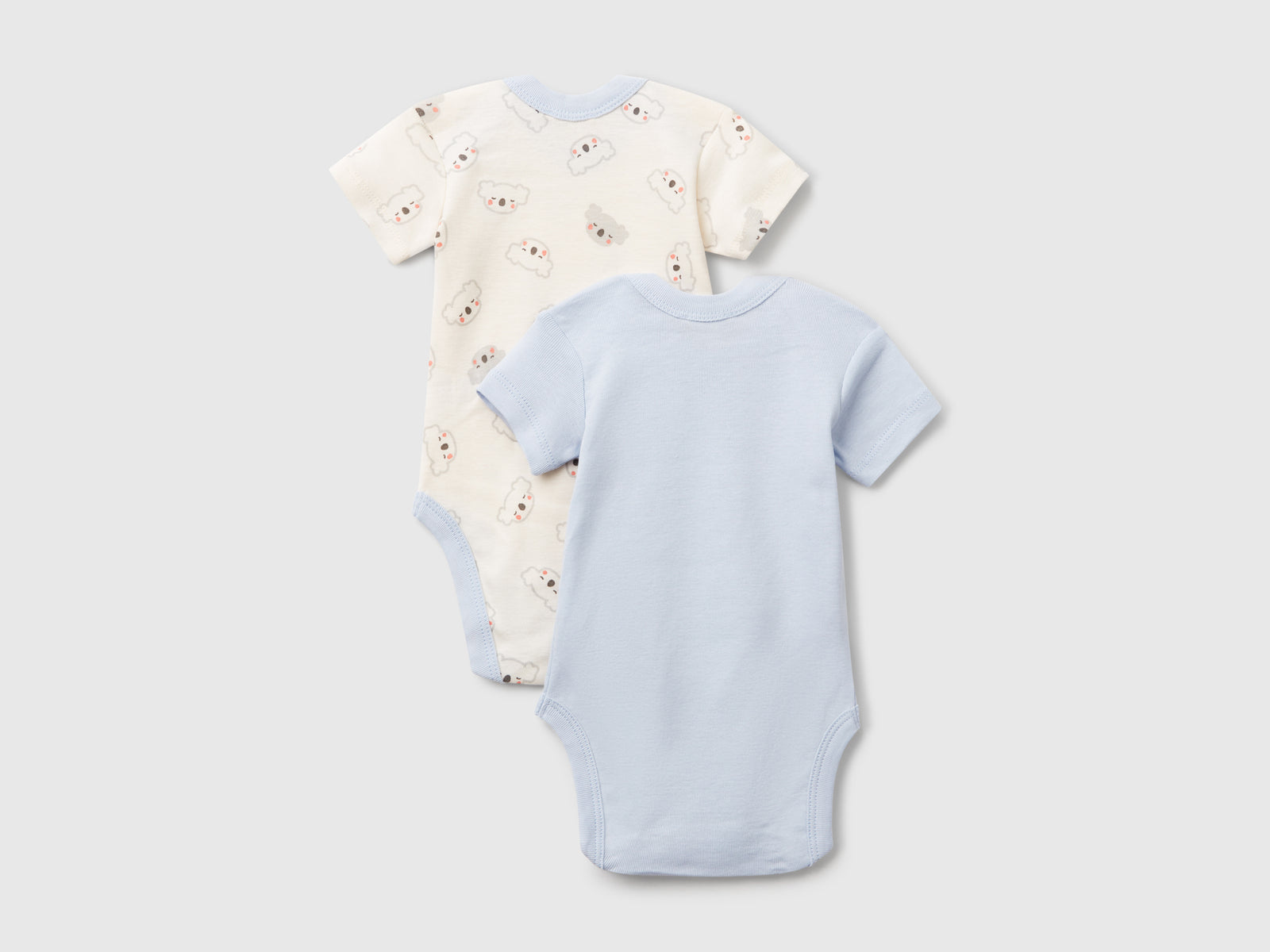 Due body a manica corta da neonato celeste 2 | Benetton Outlet