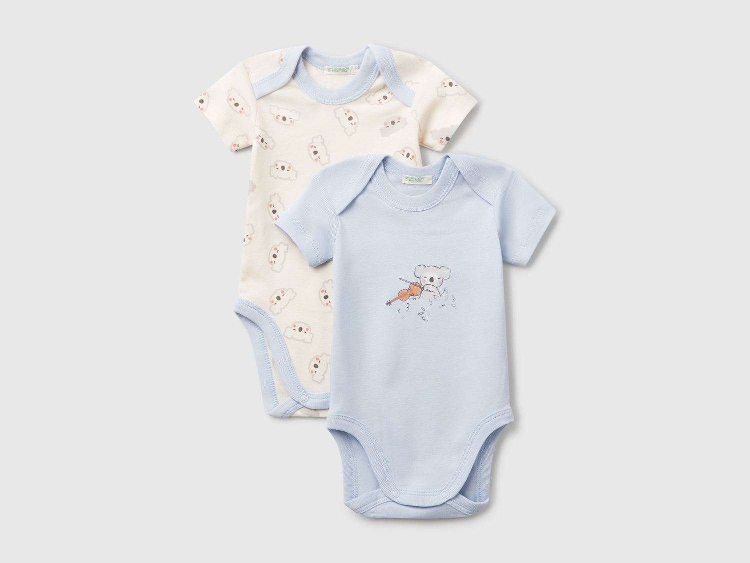 Due body a manica corta da neonato celeste | Benetton Outlet