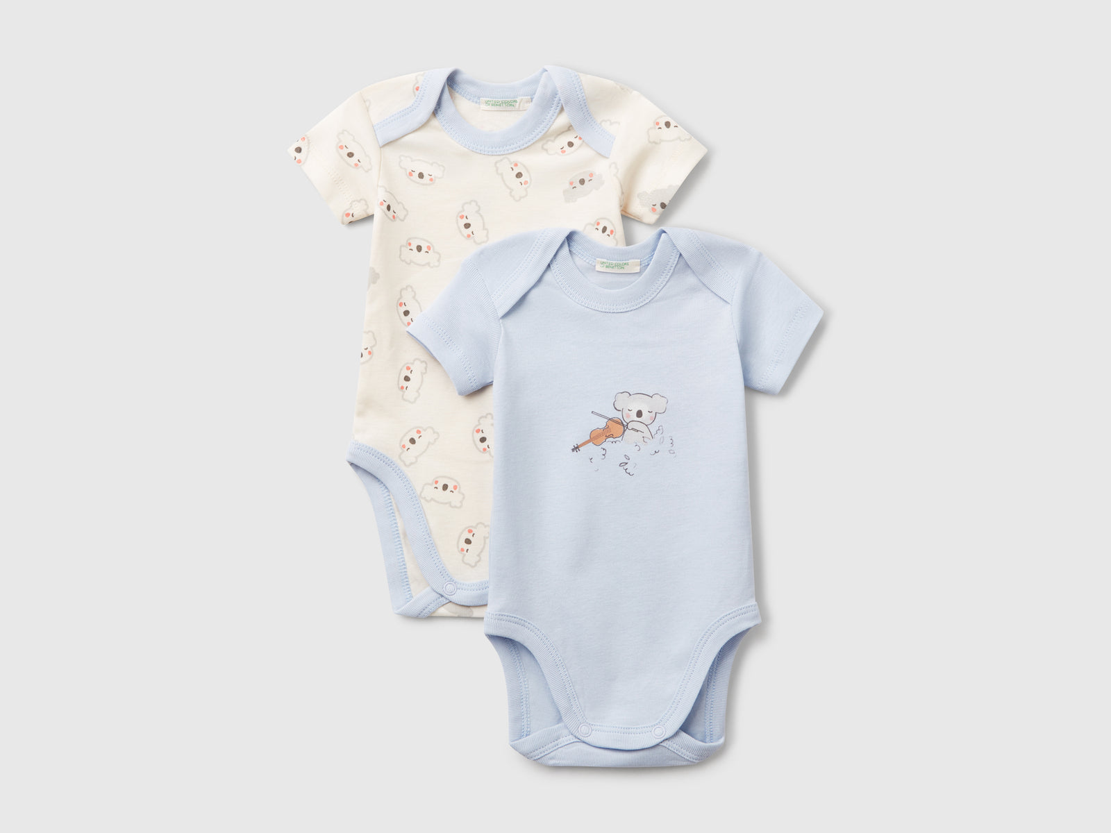 Due body a manica corta da neonato celeste | Benetton Outlet
