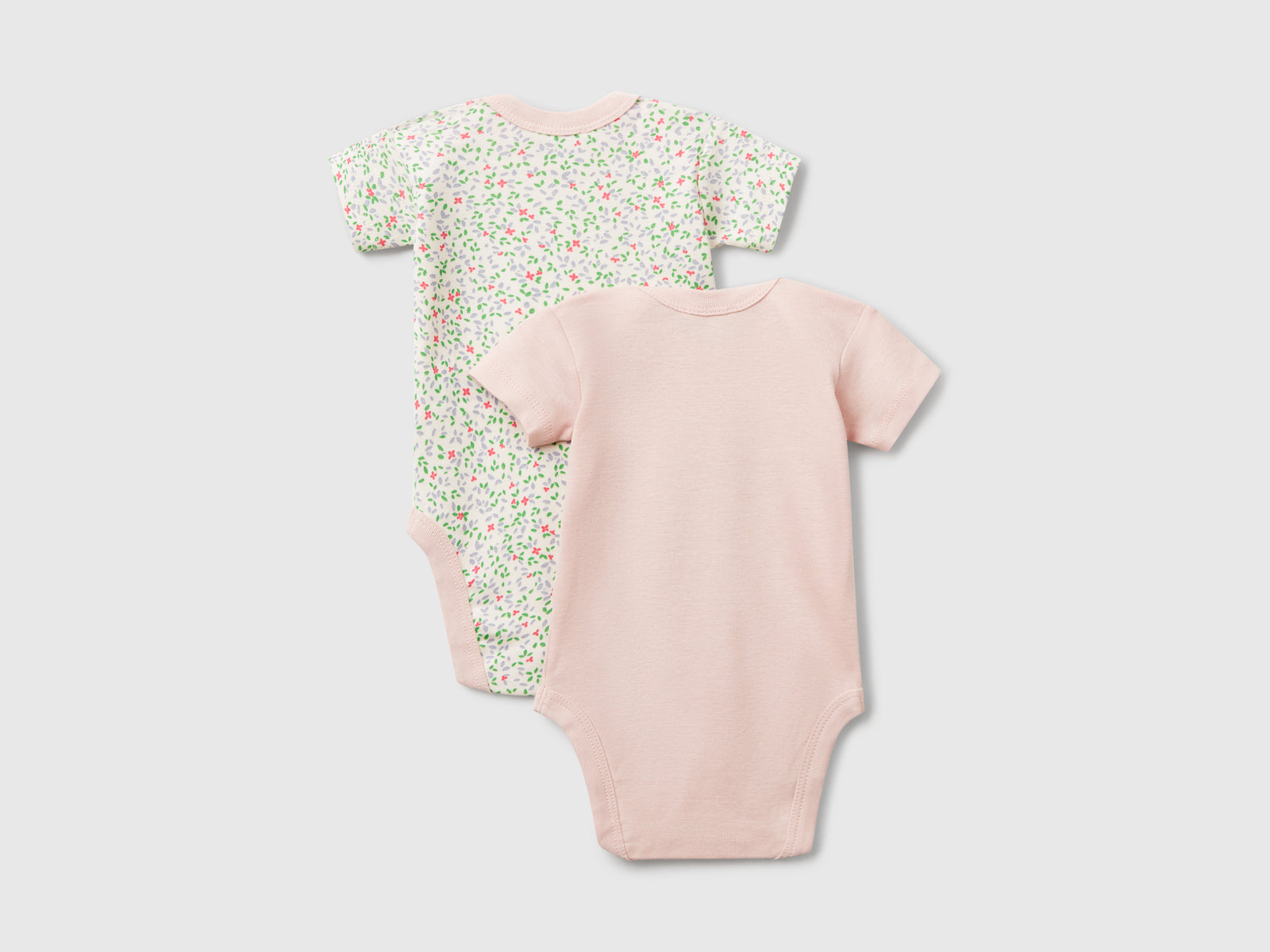 Due body a manica corta da neonato rosa tenue 2 | Benetton Outlet
