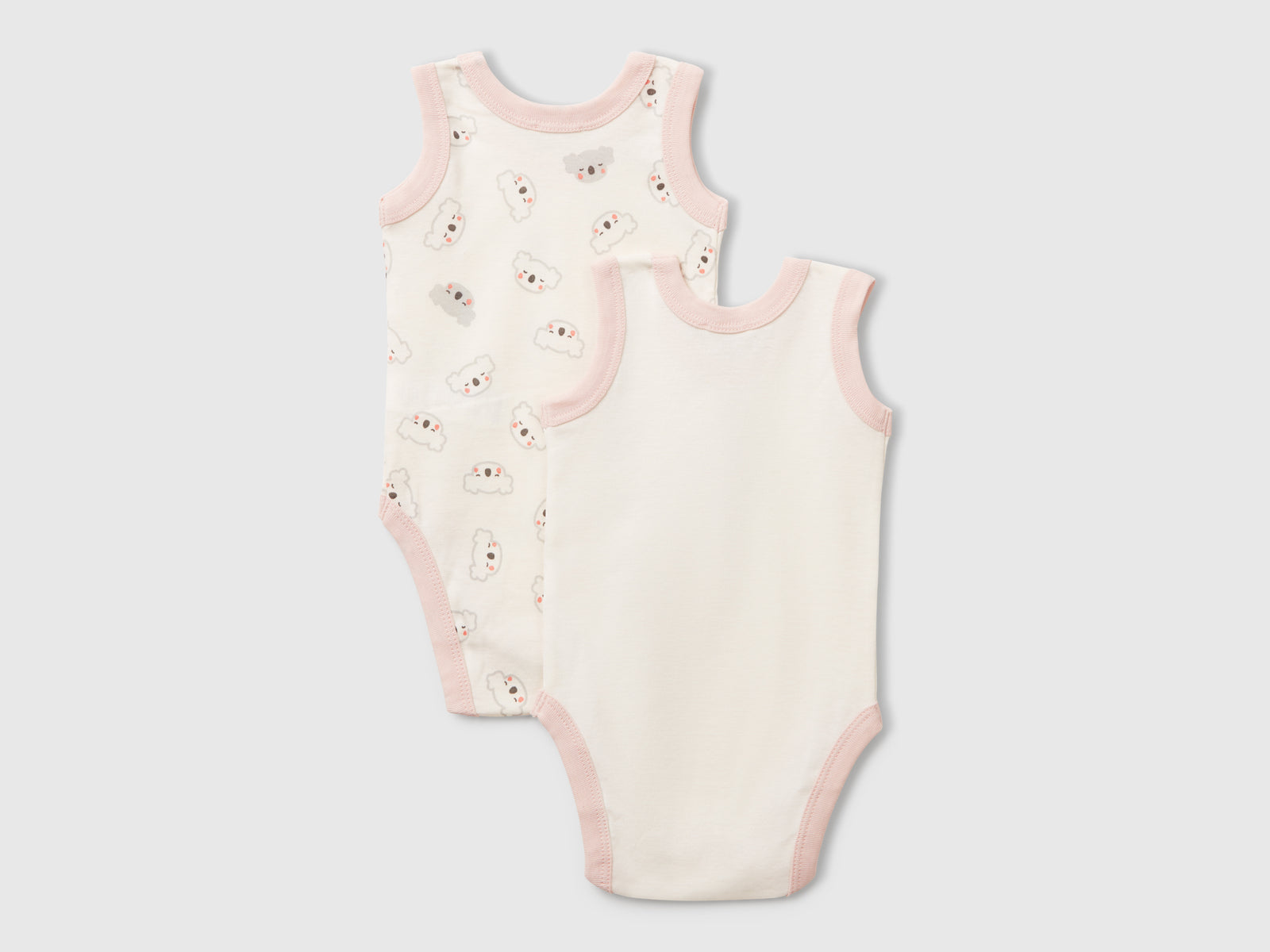 Due body a canotta con stampa da neonato bianco panna 2 | Benetton Outlet