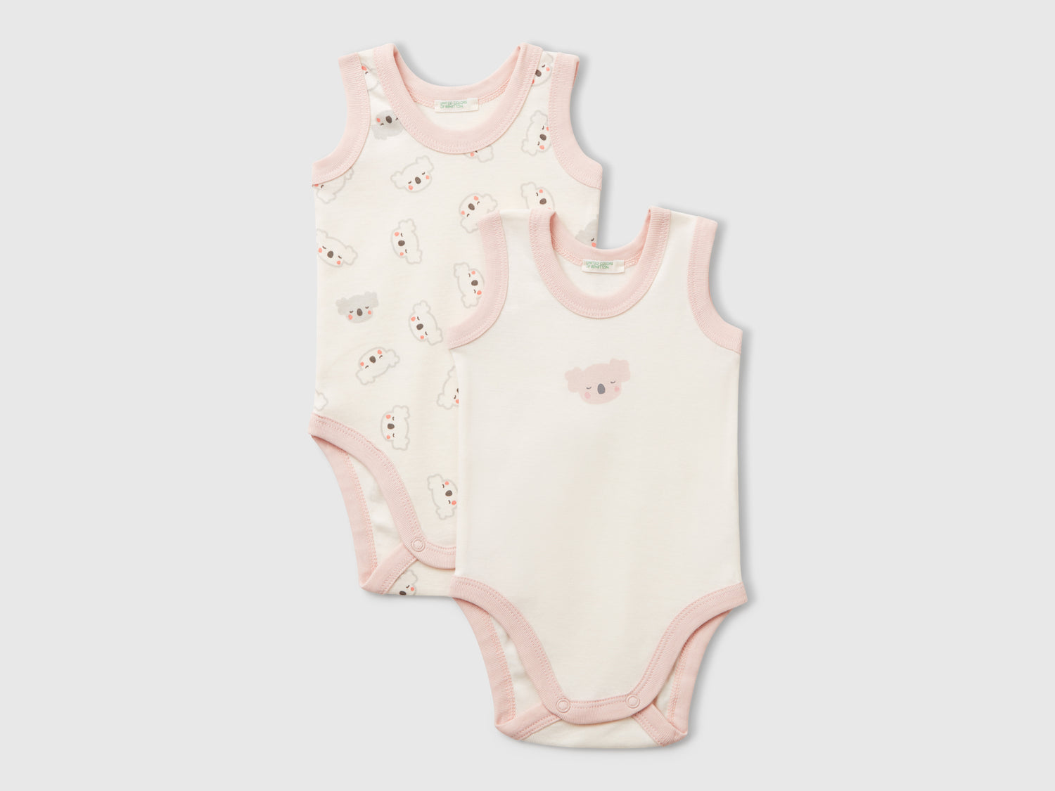 Due body a canotta con stampa da neonato bianco panna | Benetton Outlet
