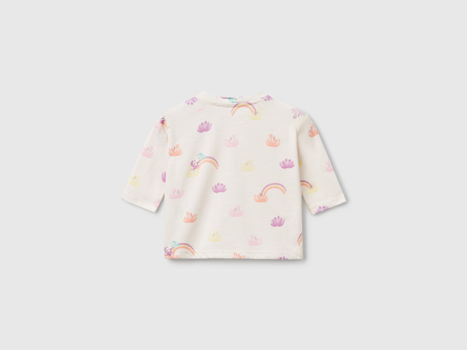 Maglietta con stampa arcobaleni da neonato bianco panna 2 | Benetton Outlet