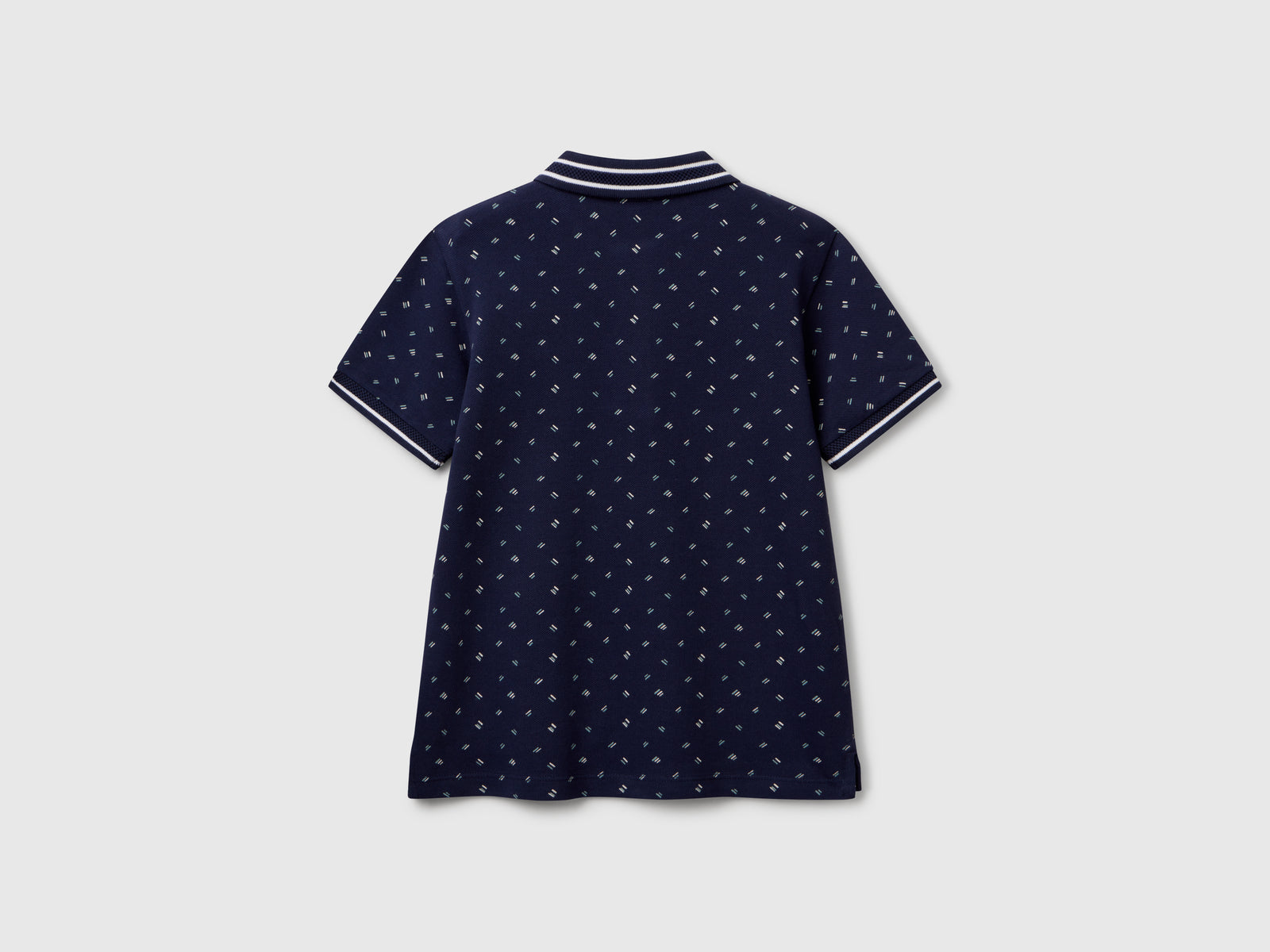 Polo micro fantasia in puro cotone da bambino blu scuro 2 | Benetton Outlet