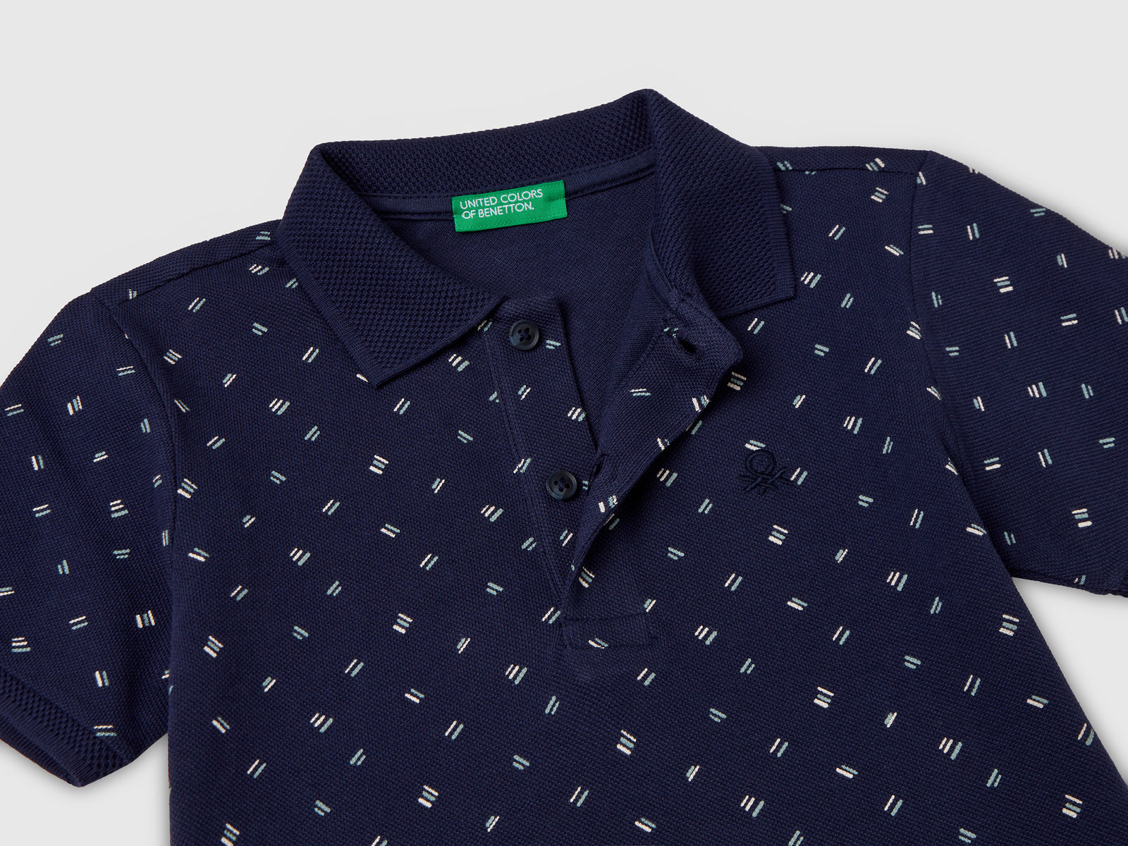 Polo micro fantasia in puro cotone da bimbo blu 3 | Benetton Outlet