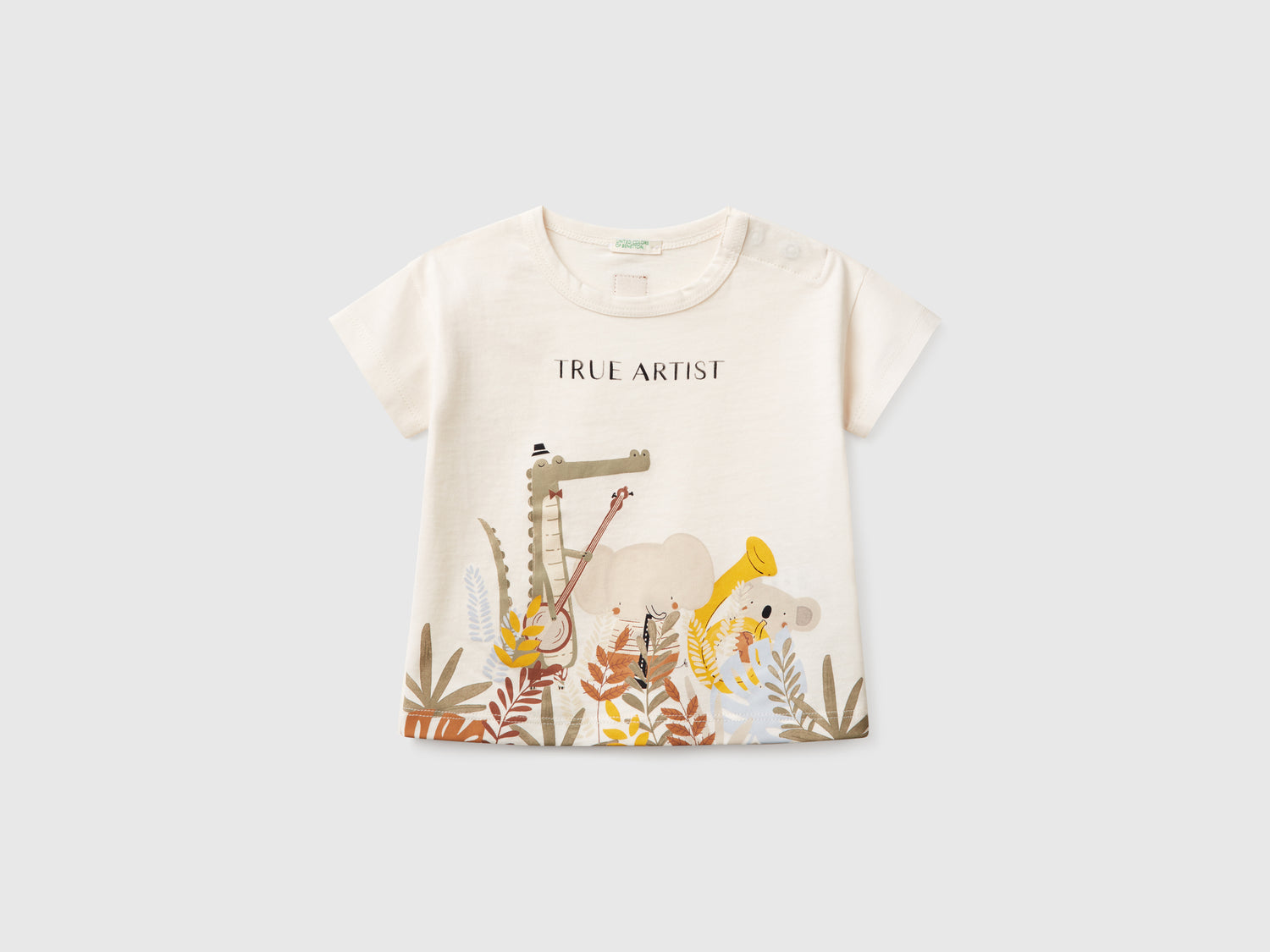 T-shirt boxy fit con stampa da neonato bianco panna | Benetton Outlet