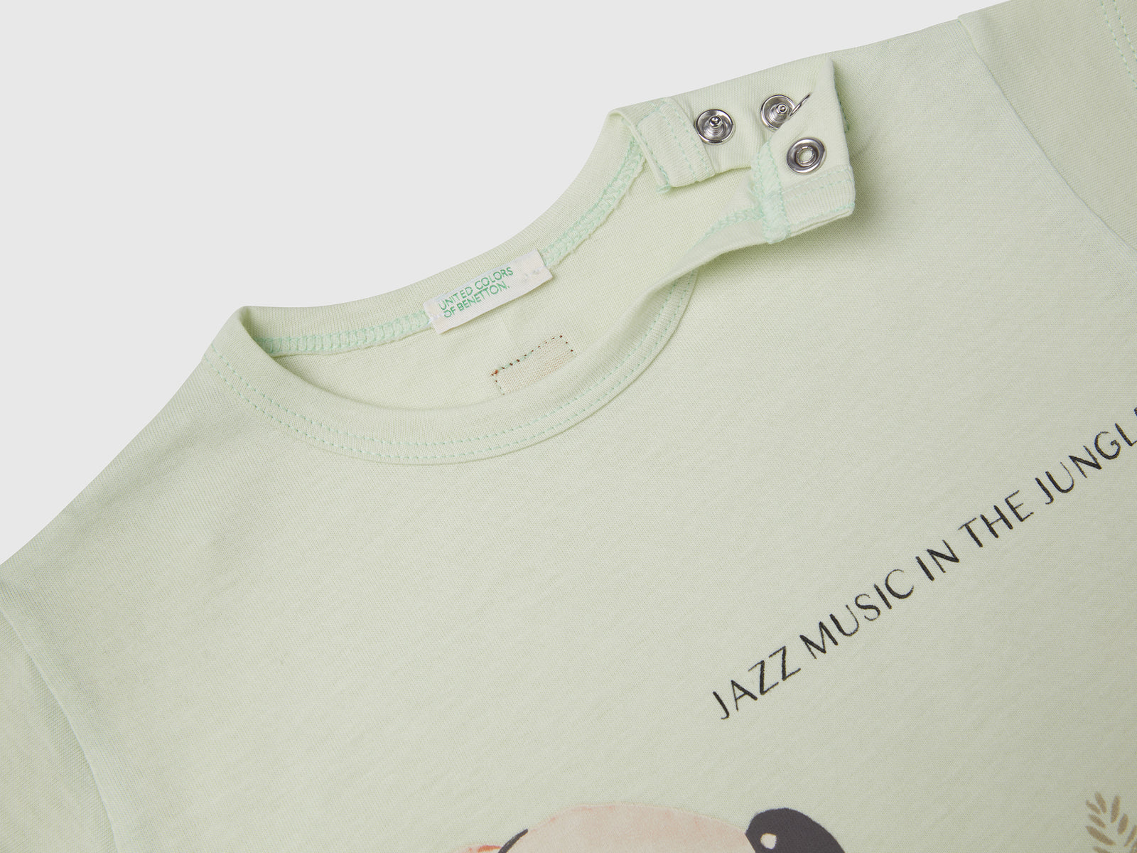 T-shirt boxy fit con stampa da neonato verde chiaro 3 | Benetton Outlet