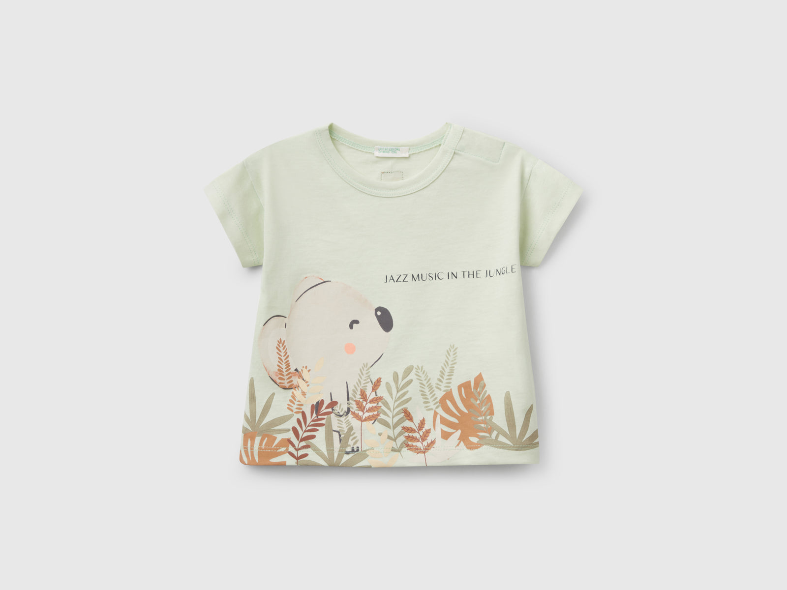 T-shirt boxy fit con stampa da neonato verde chiaro | Benetton Outlet