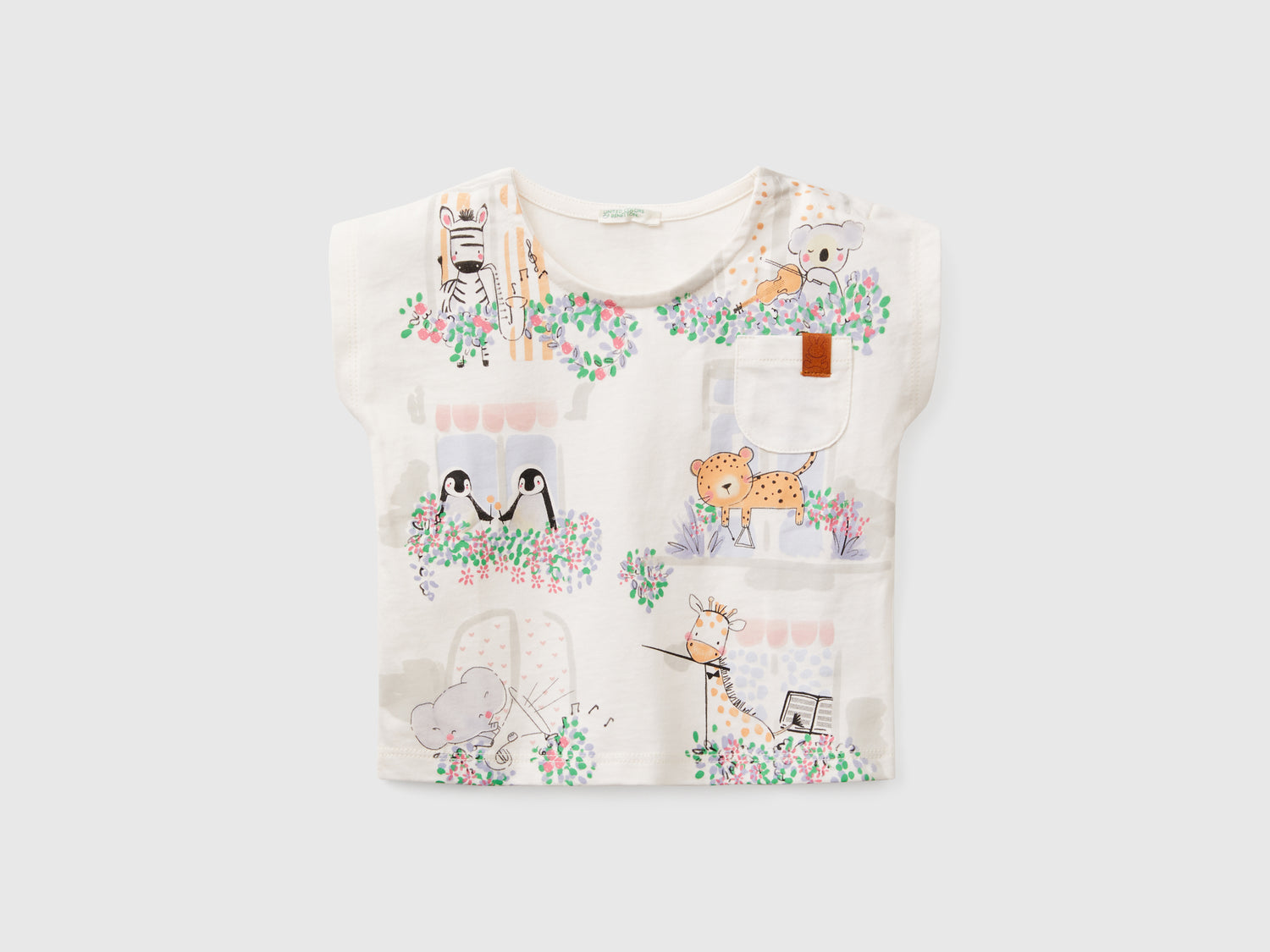 T-shirt boxy fit in cotone da neonato bianco panna | Benetton Outlet