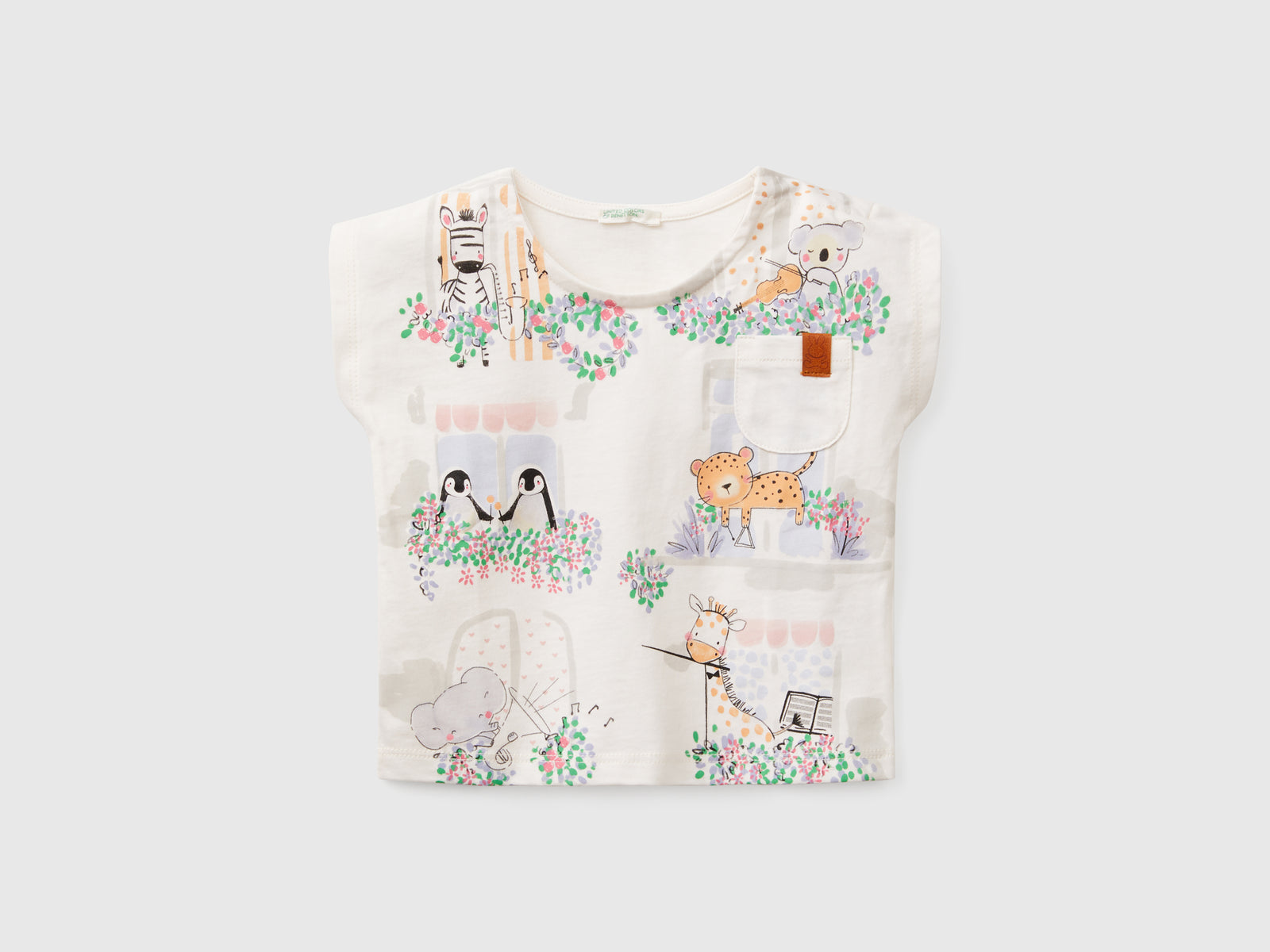 T-shirt boxy fit in cotone da neonato bianco panna | Benetton Outlet