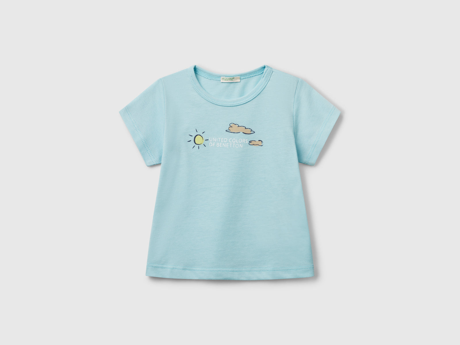 T-shirt con stampa da neonato azzurro | Benetton Outlet