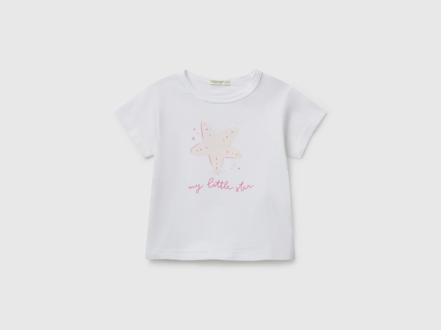 T-shirt manica corta con stampa da neonato bianco | Benetton Outlet