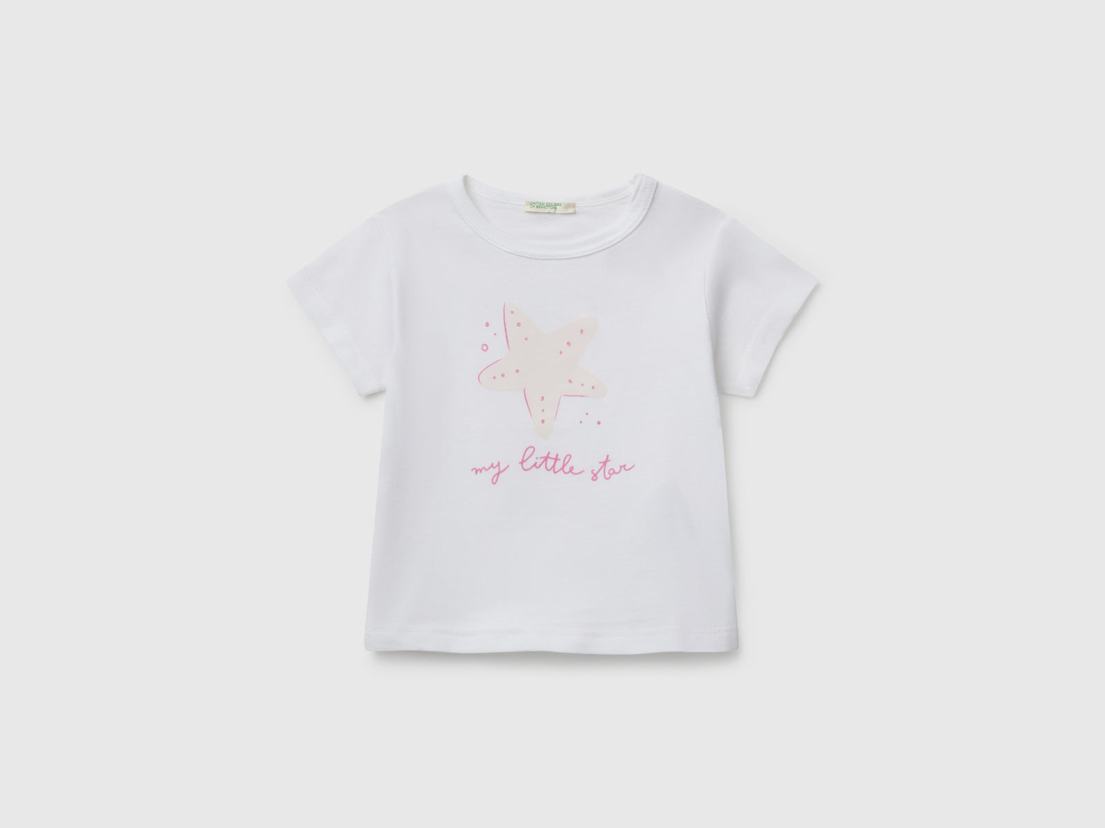 T-shirt manica corta con stampa da neonato bianco | Benetton Outlet