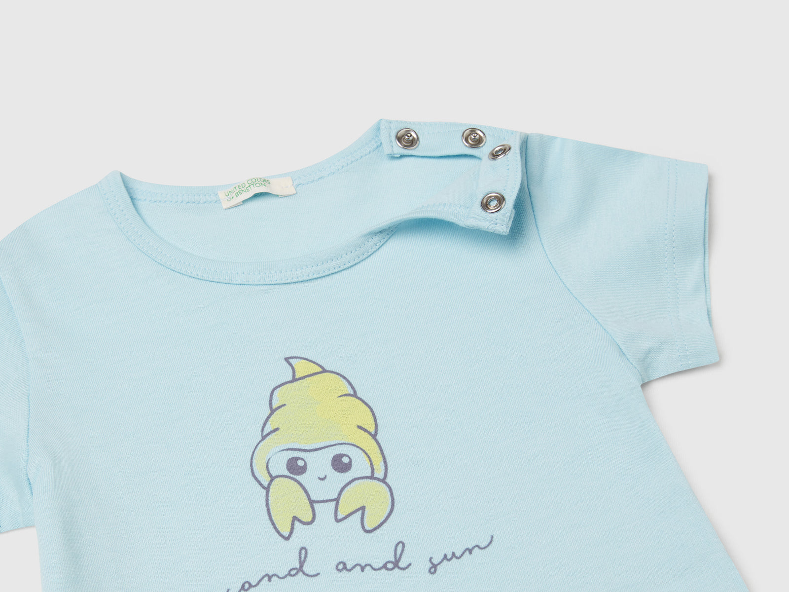 T-shirt manica corta con stampa da neonato azzurro 3 | Benetton Outlet