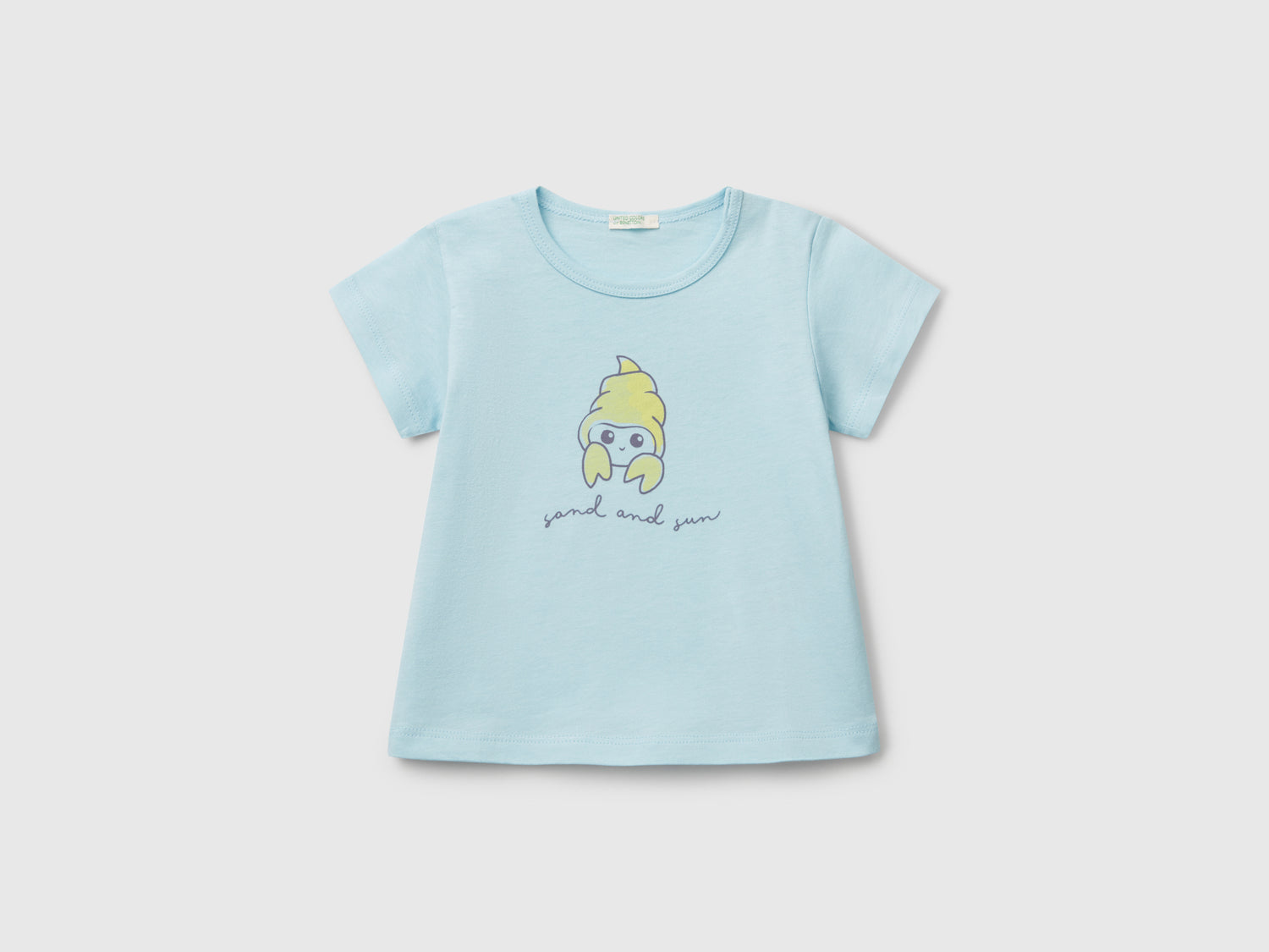 T-shirt manica corta con stampa da neonato azzurro | Benetton Outlet