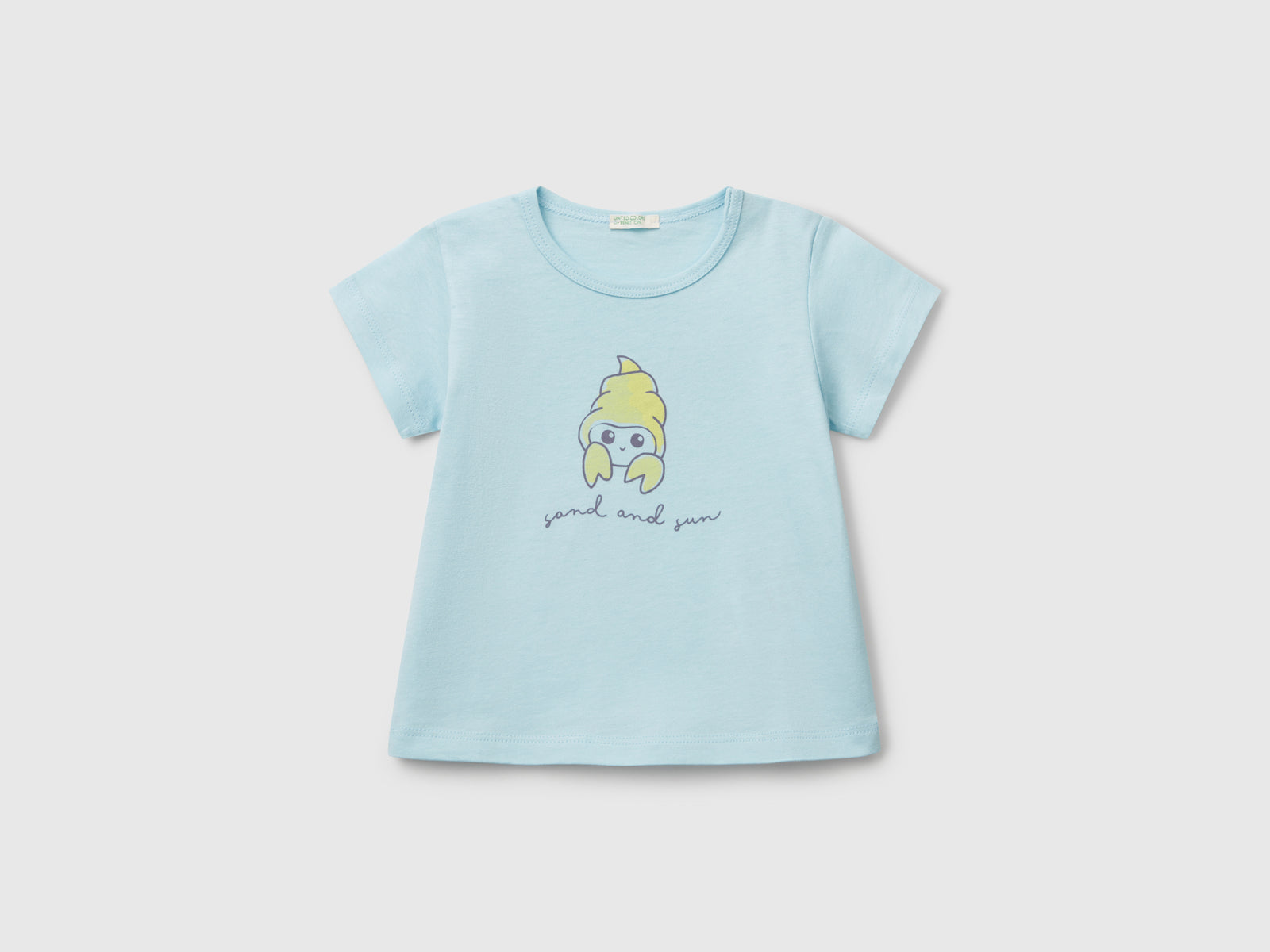 T-shirt manica corta con stampa da neonato azzurro | Benetton Outlet