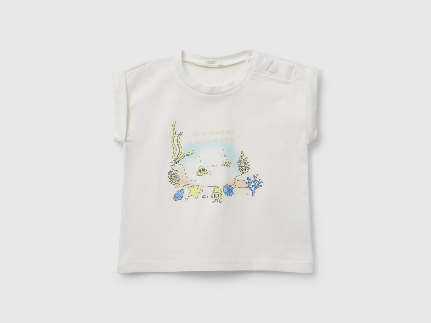 T-shirt a manica corta con stampa da neonato bianco | Benetton Outlet