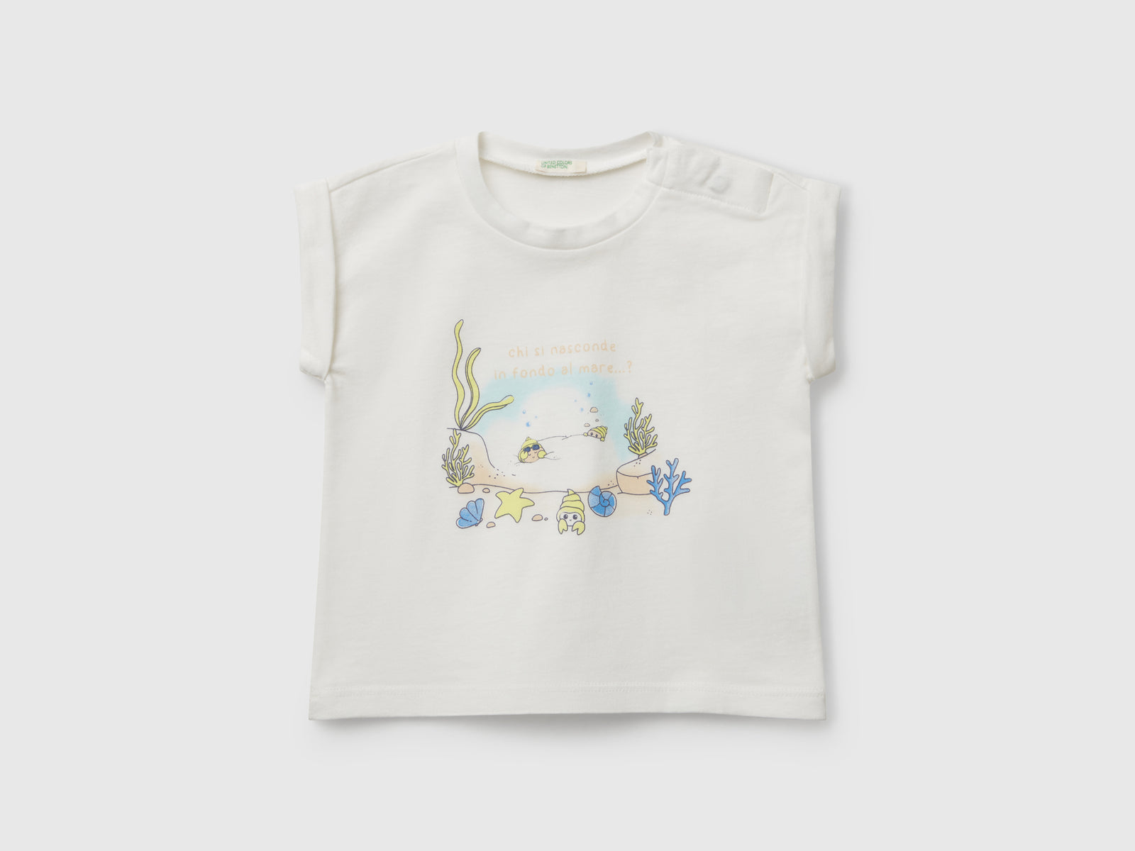 T-shirt a manica corta con stampa da neonato bianco | Benetton Outlet