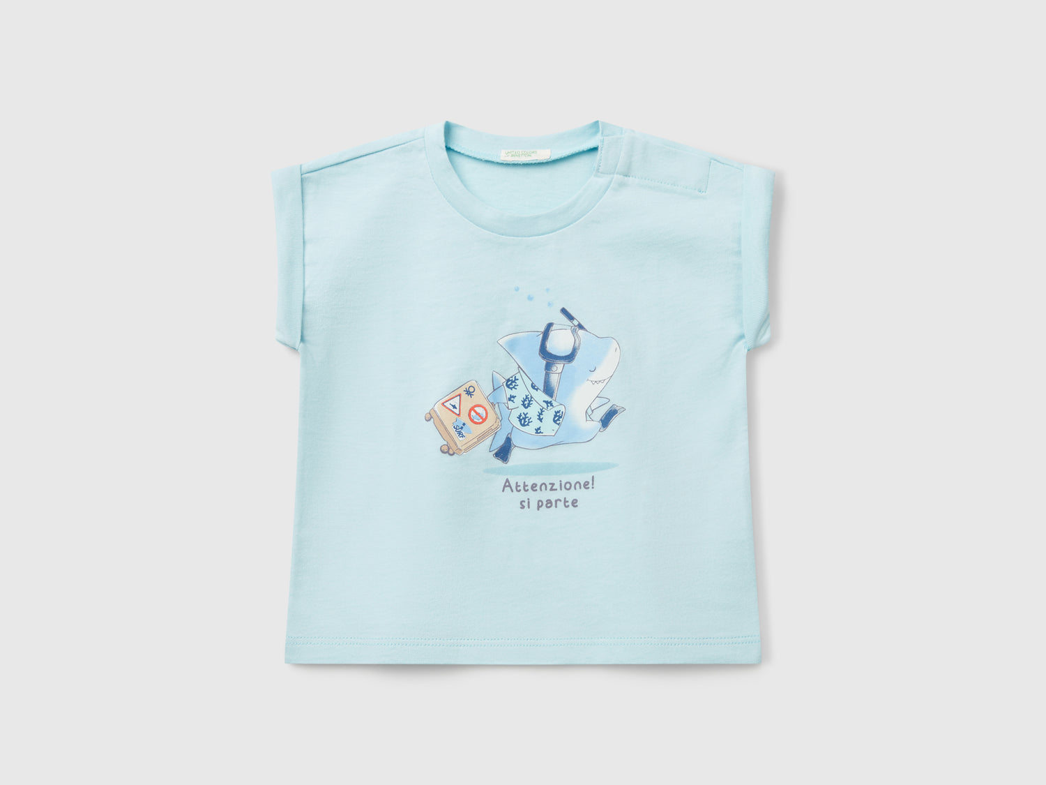 T-shirt a manica corta con stampa da neonato azzurro | Benetton Outlet